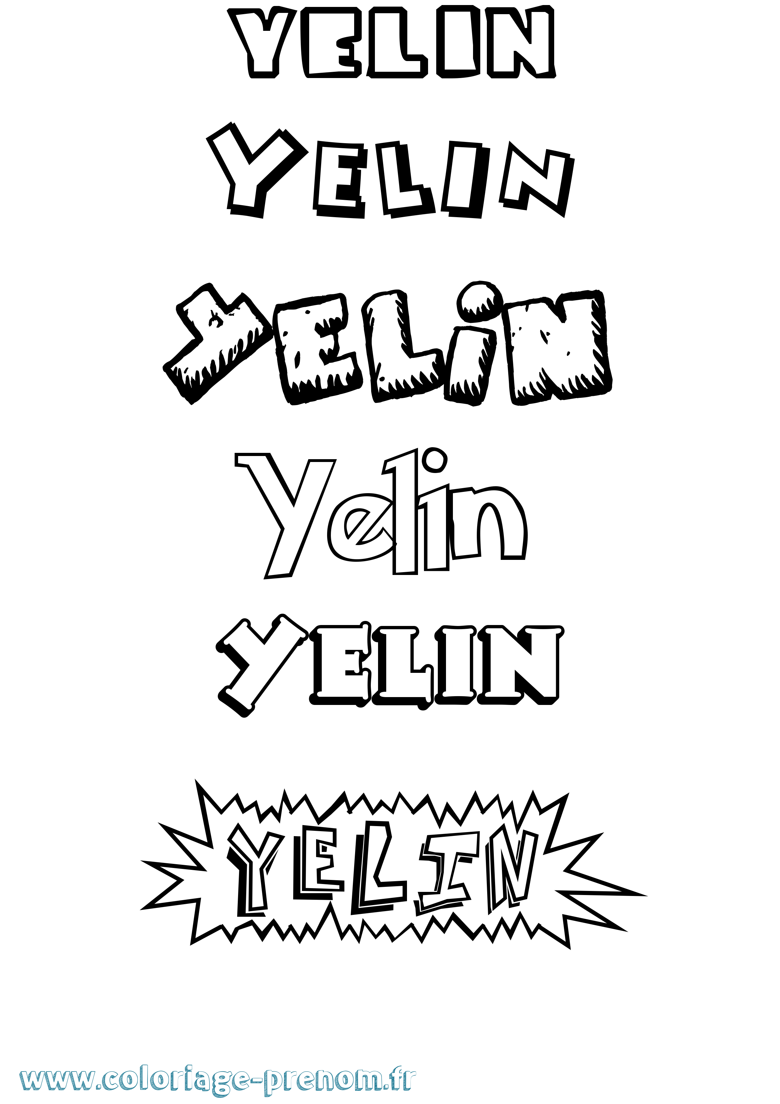 Coloriage Yelin Dessin Animé Coloriage prénom Yelin Dessin Animé