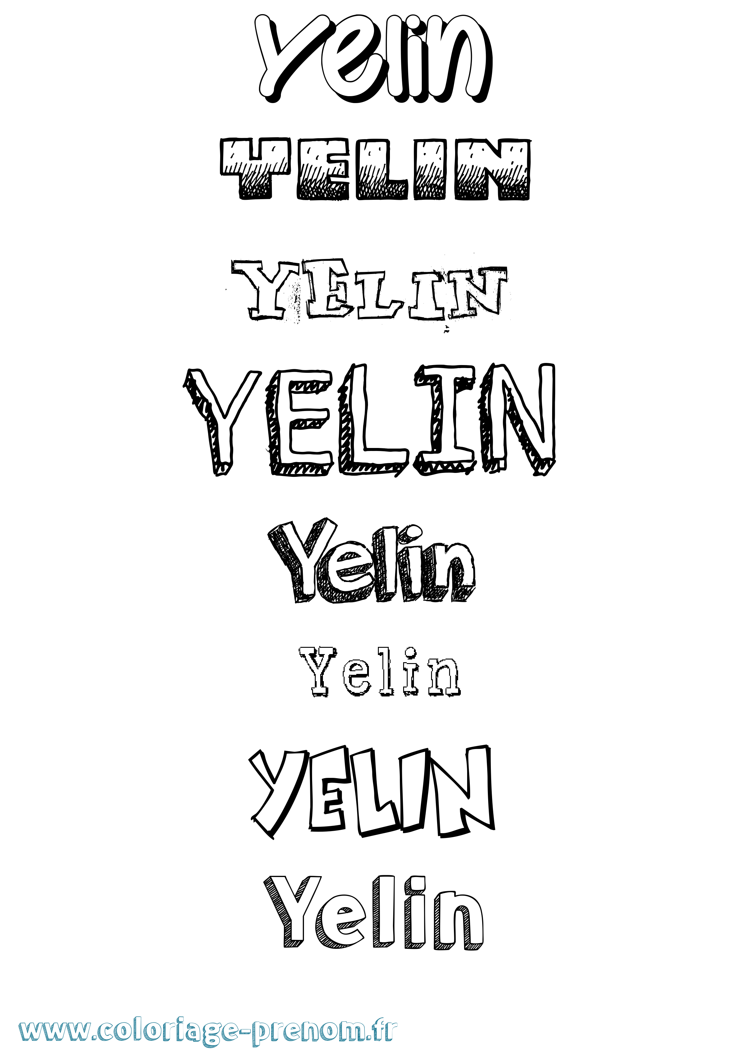 Coloriage Yelin Dessiné Coloriage prénom Yelin Dessiné