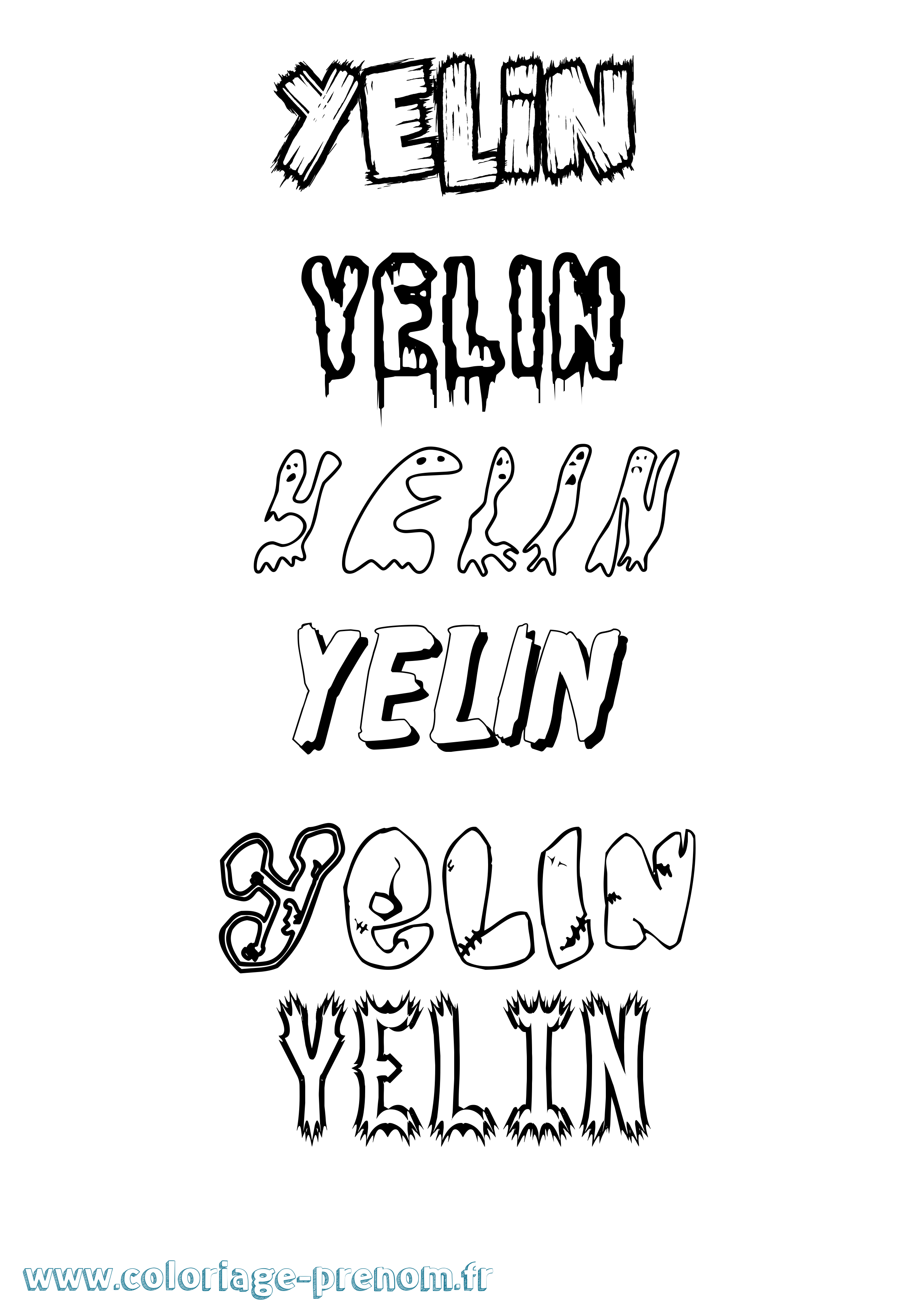 Coloriage Yelin Frisson Coloriage prénom Yelin Frisson