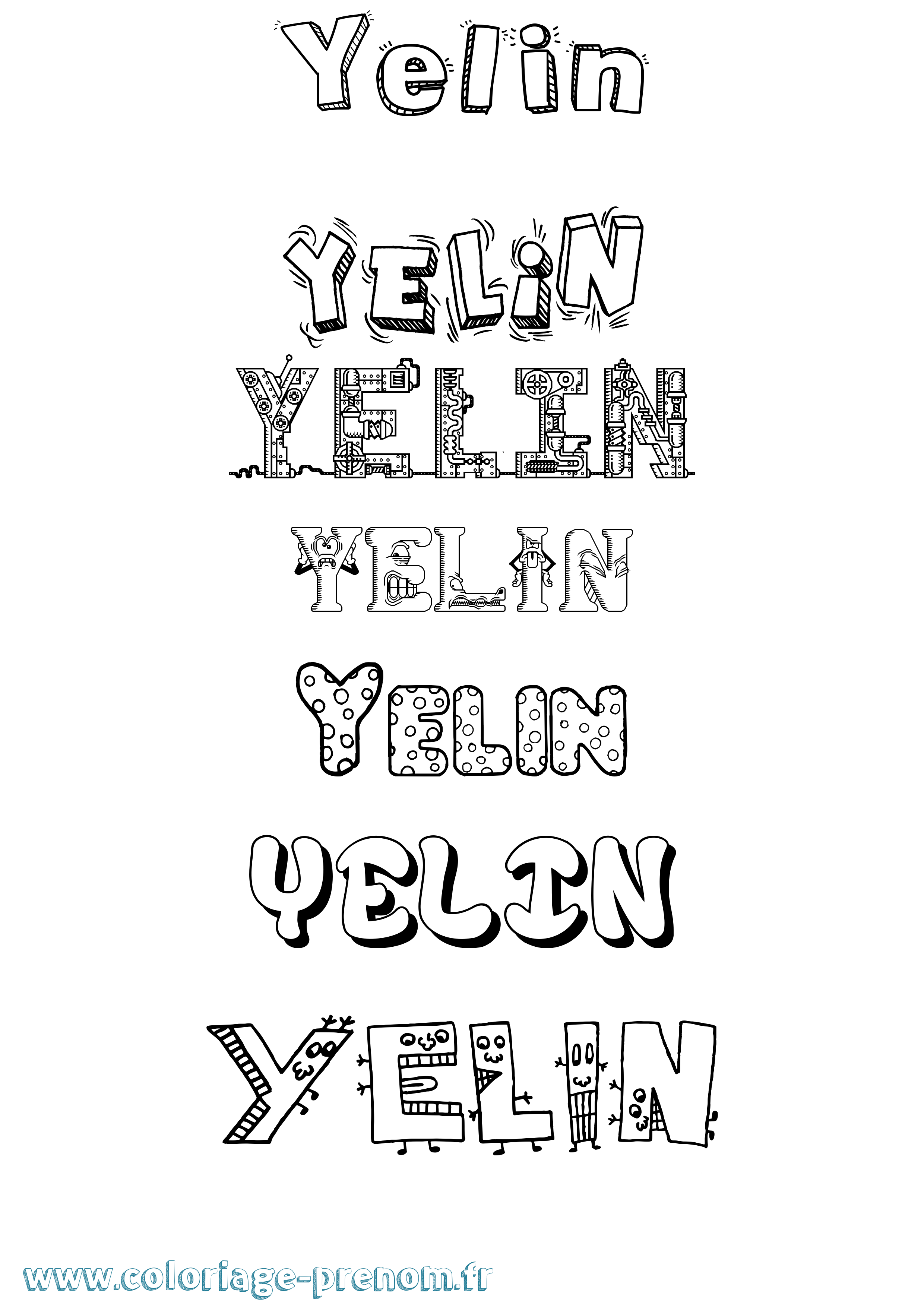Coloriage Yelin Fun Coloriage prénom Yelin Fun