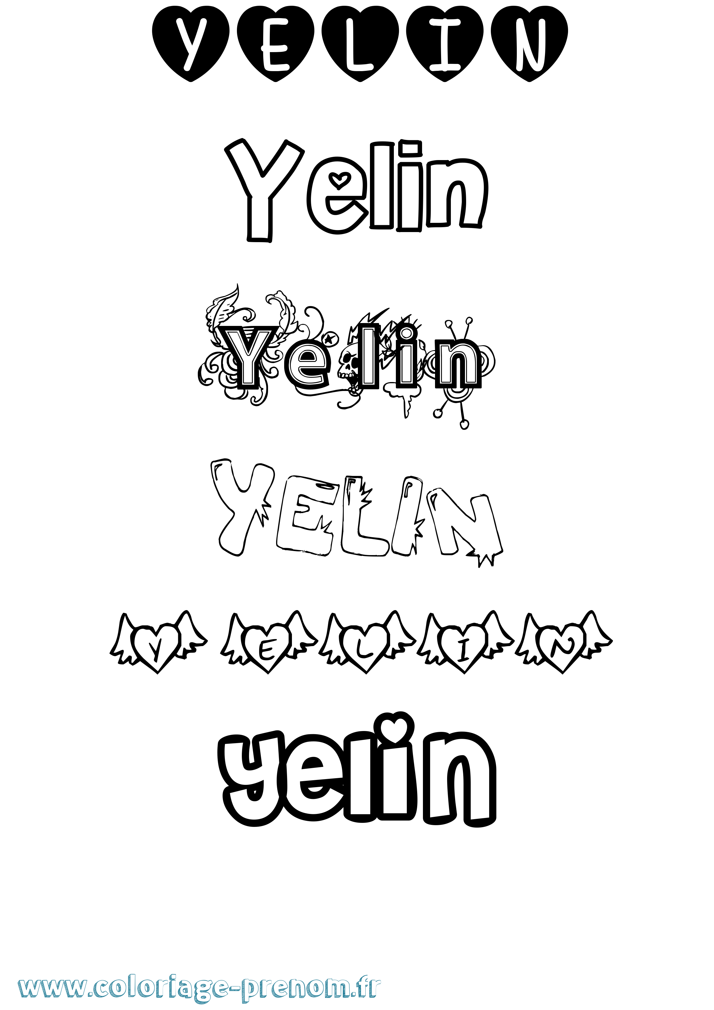 Coloriage Yelin Girly Coloriage prénom Yelin Girly
