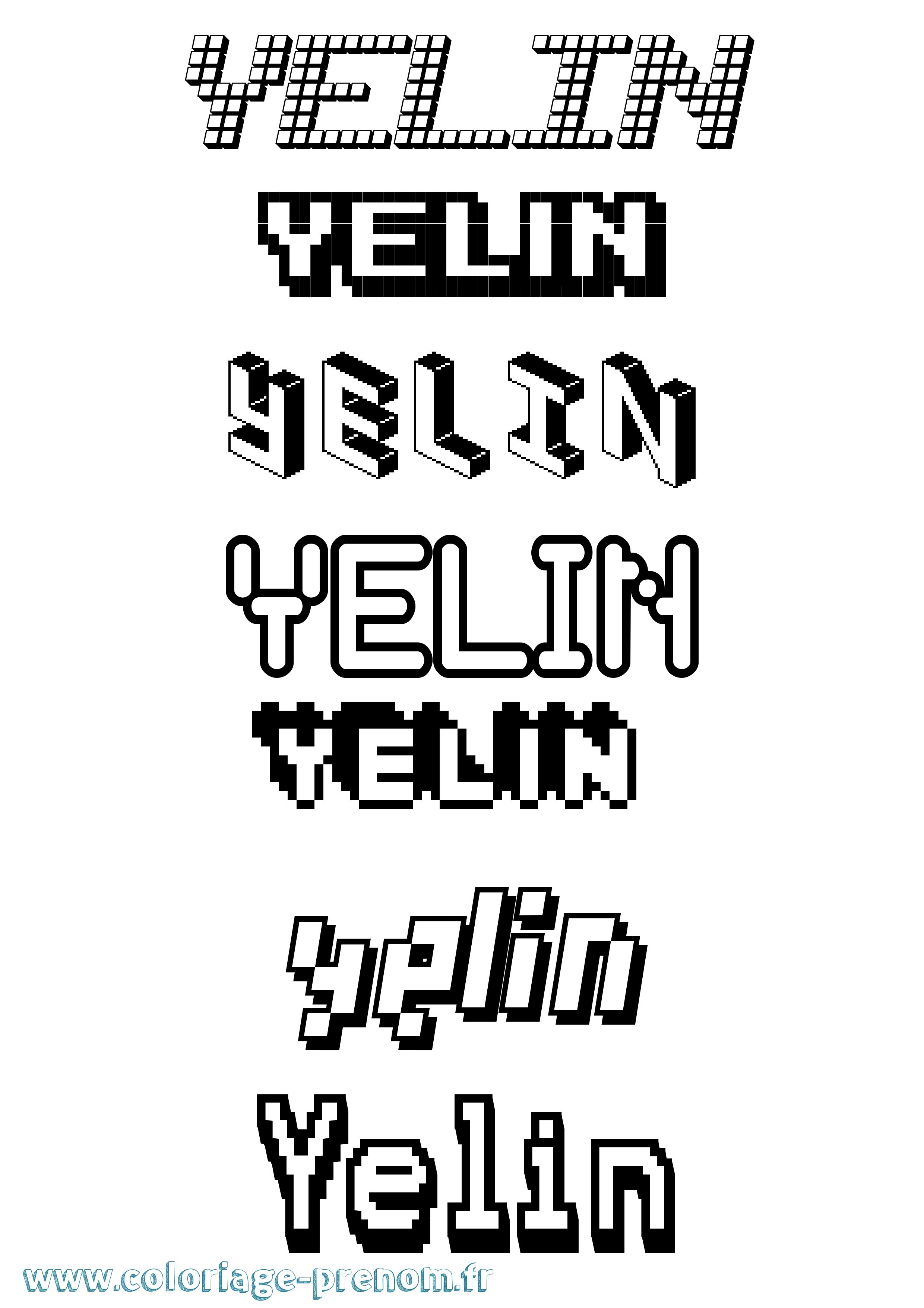 Coloriage Yelin Pixel Coloriage prénom Yelin Pixel