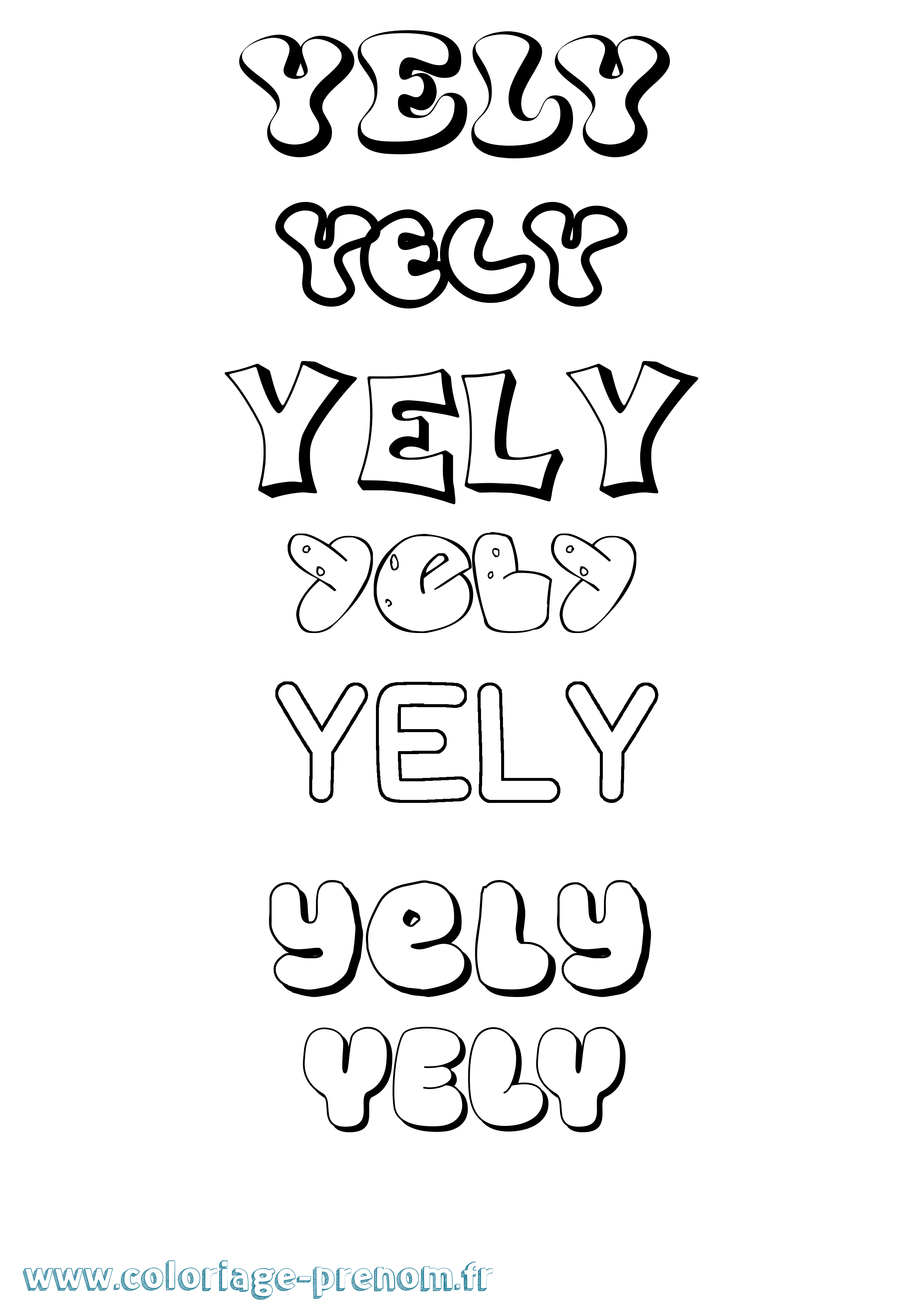 Coloriage Yely Bubble Coloriage prénom Yely Bubble