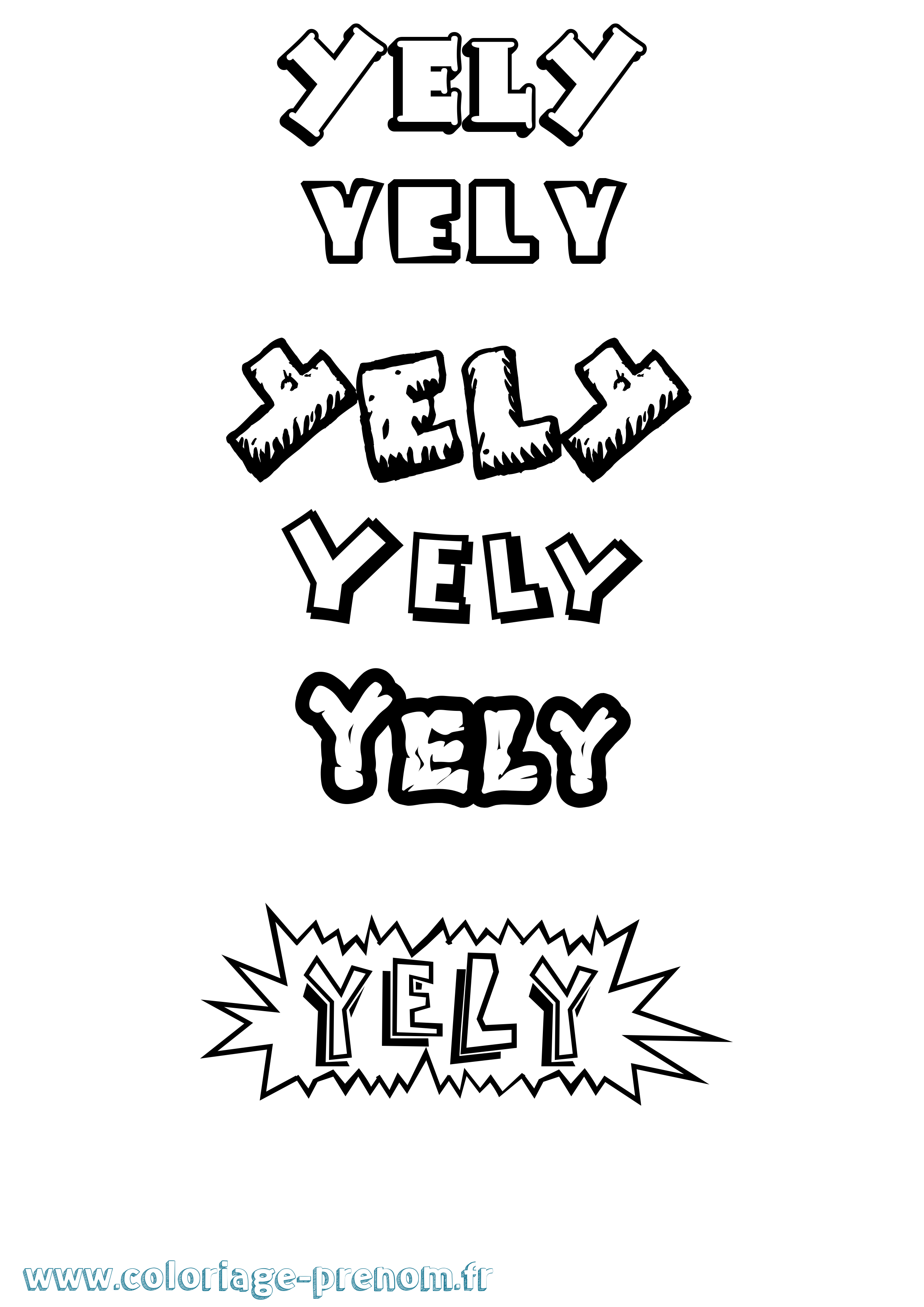 Coloriage Yely Dessin Animé Coloriage prénom Yely Dessin Animé