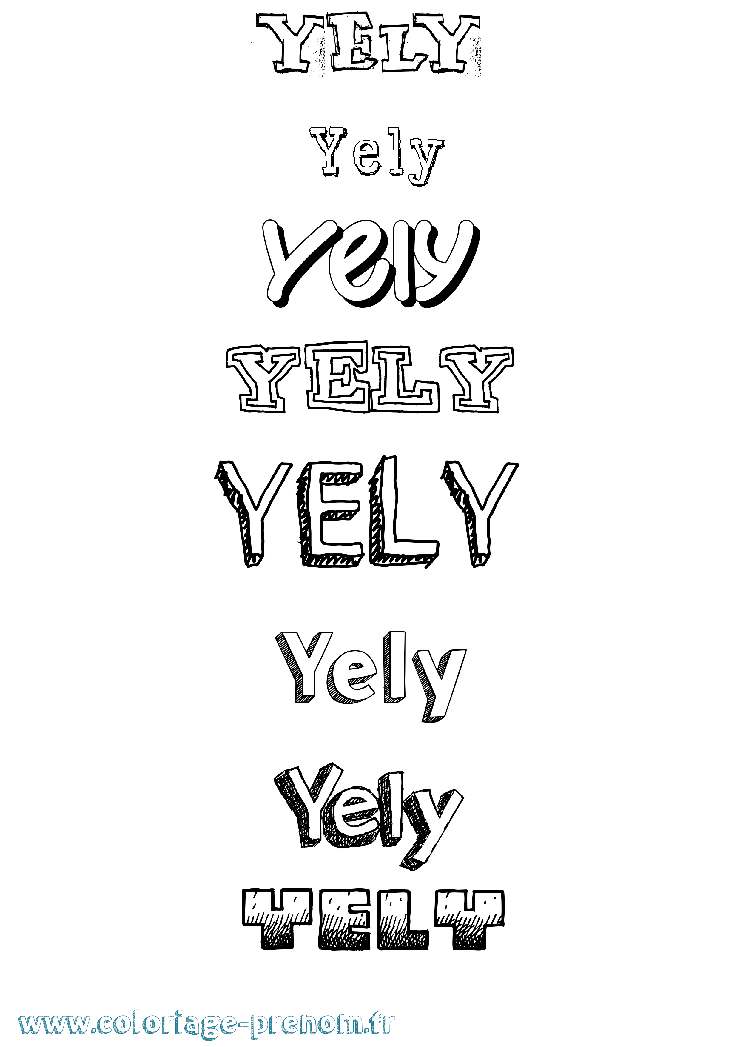 Coloriage Yely Dessiné Coloriage prénom Yely Dessiné