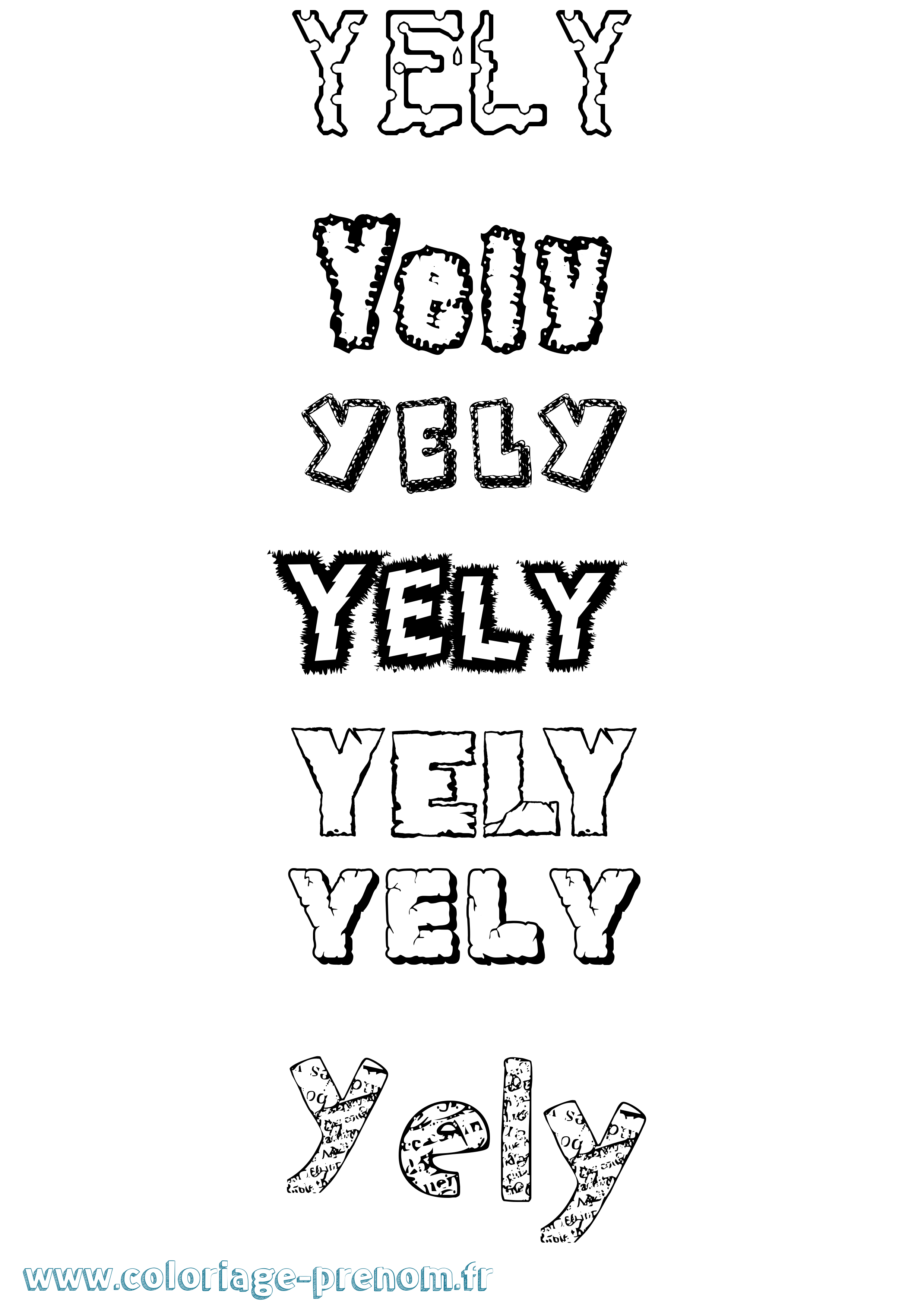 Coloriage Yely Destructuré Coloriage prénom Yely Destructuré