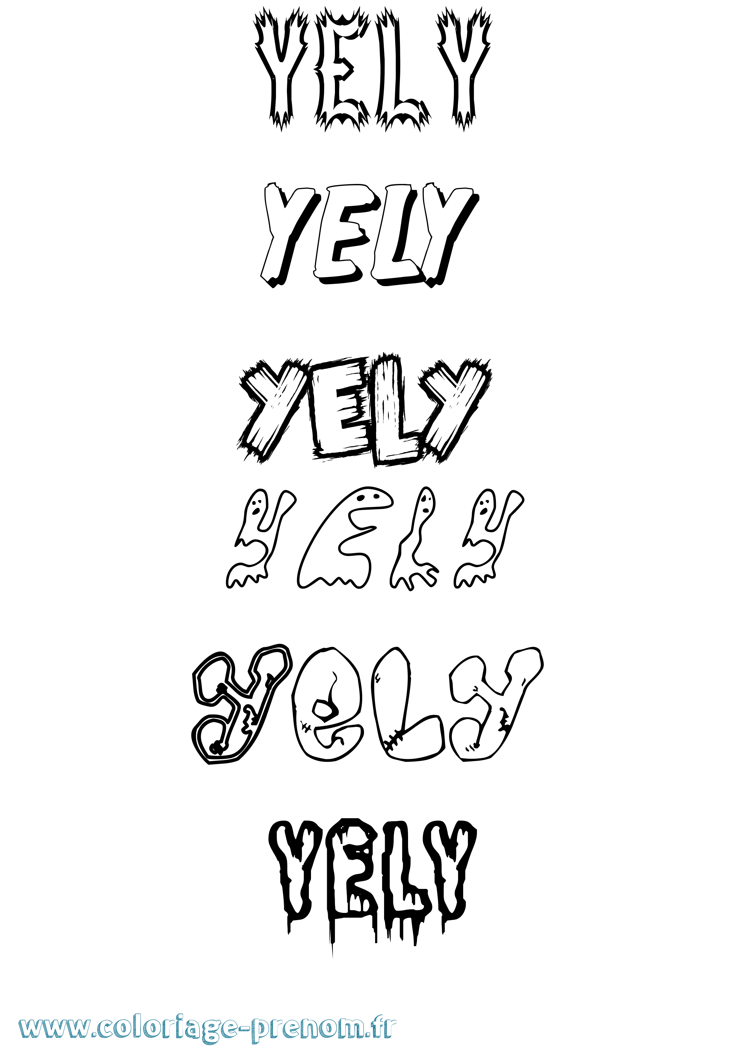 Coloriage Yely Frisson Coloriage prénom Yely Frisson