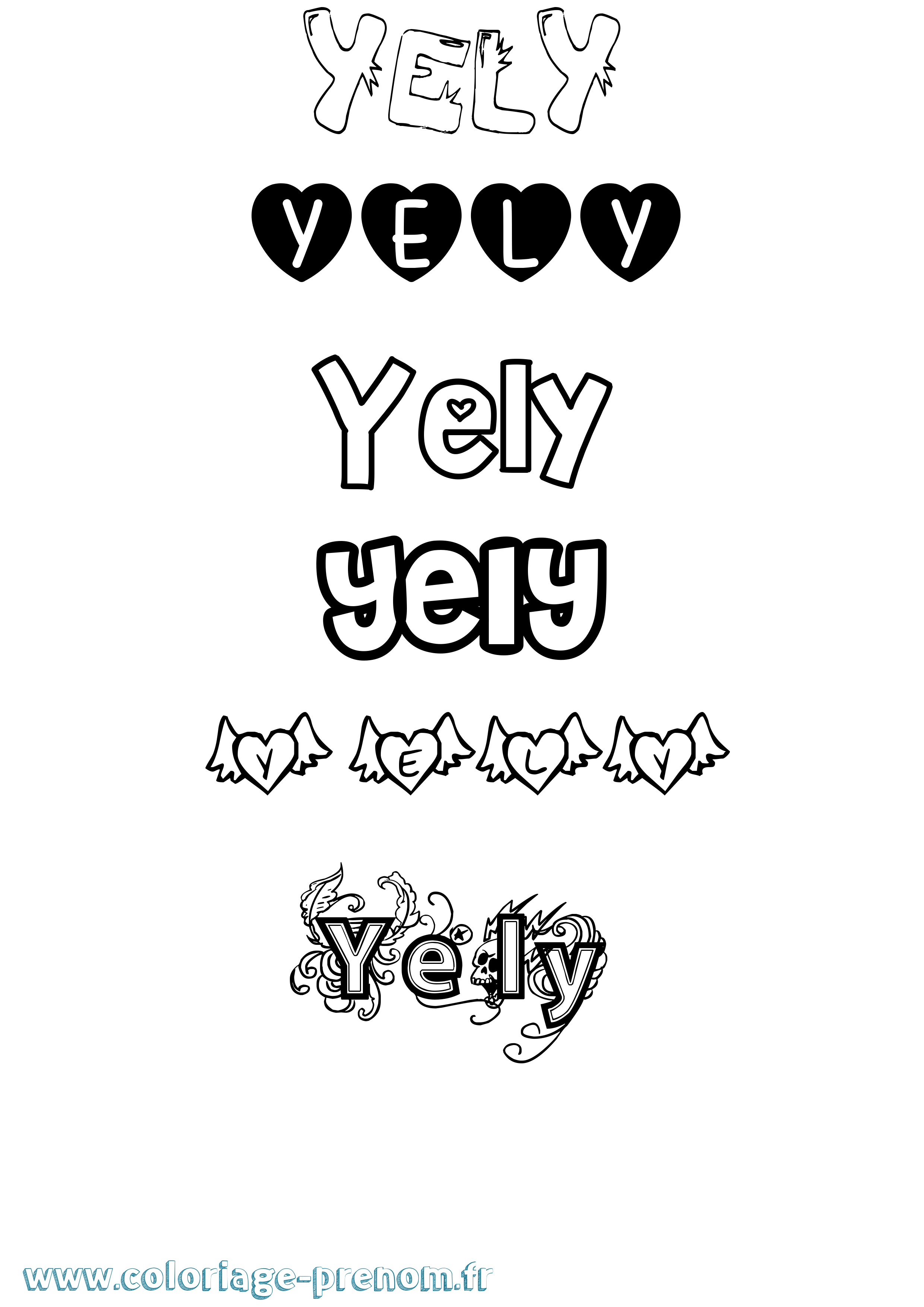 Coloriage Yely Girly Coloriage prénom Yely Girly