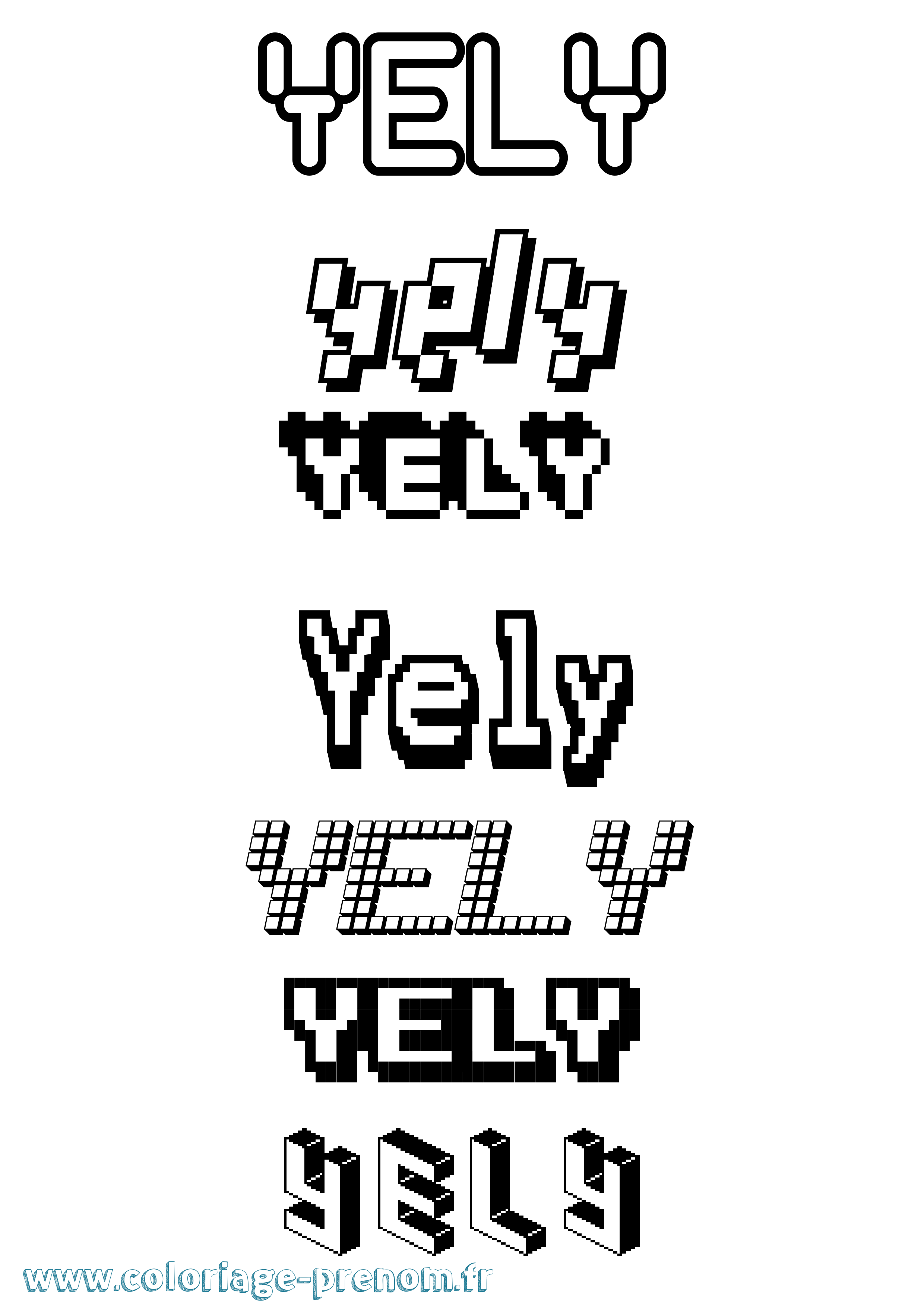 Coloriage Yely Pixel Coloriage prénom Yely Pixel