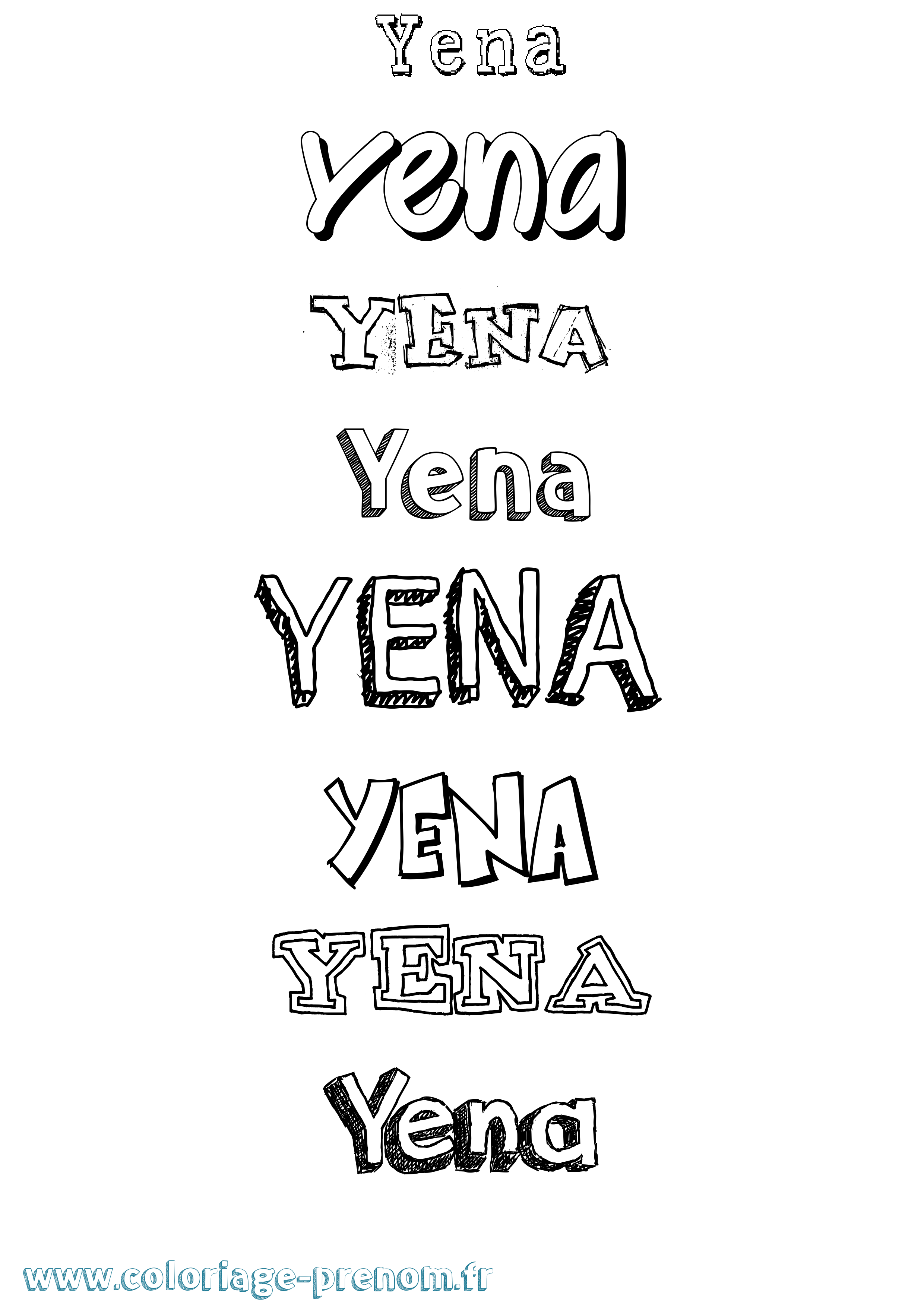 Coloriage Yena Dessiné Coloriage prénom Yena Dessiné