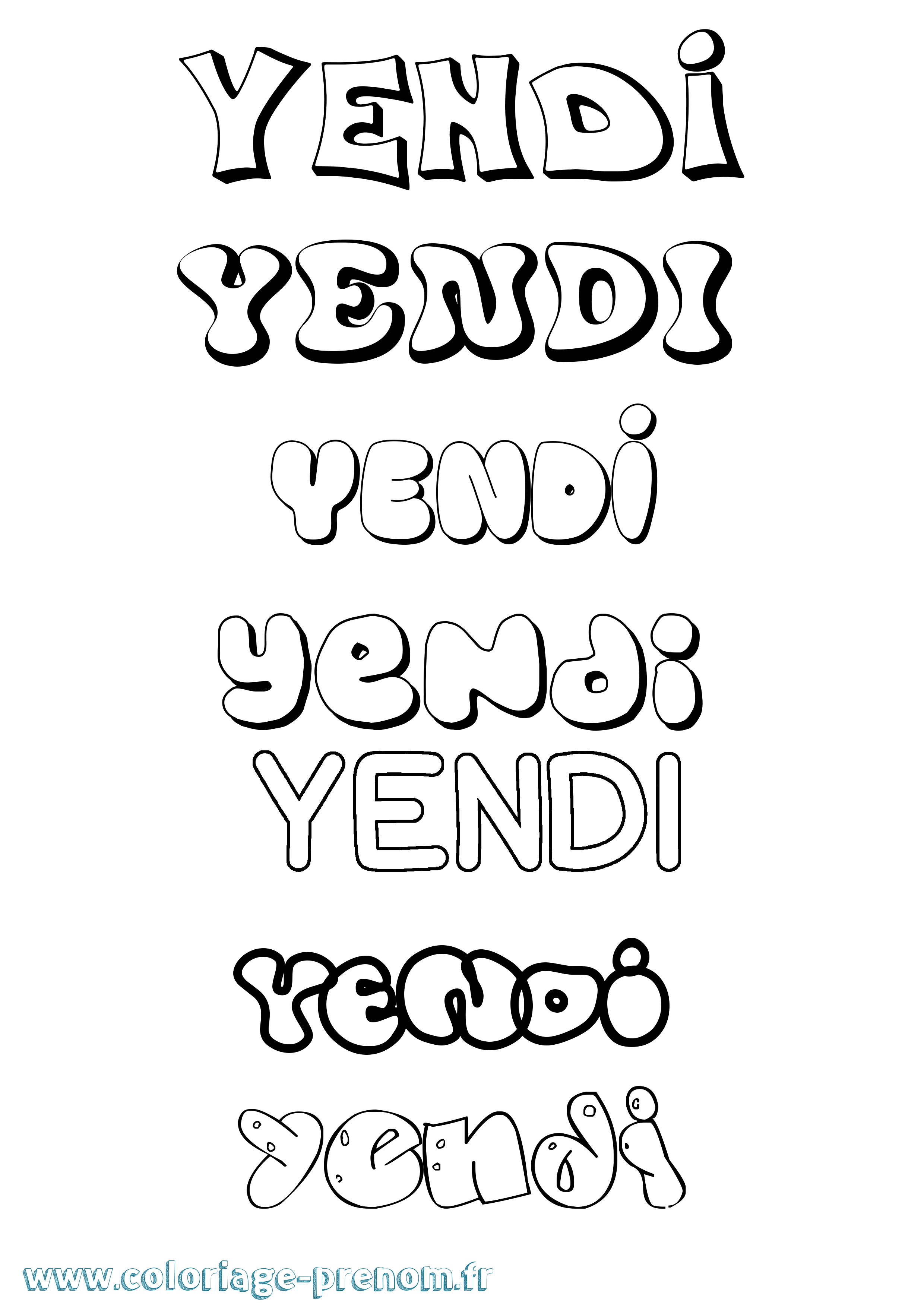 Coloriage Yendi Bubble Coloriage prénom Yendi Bubble