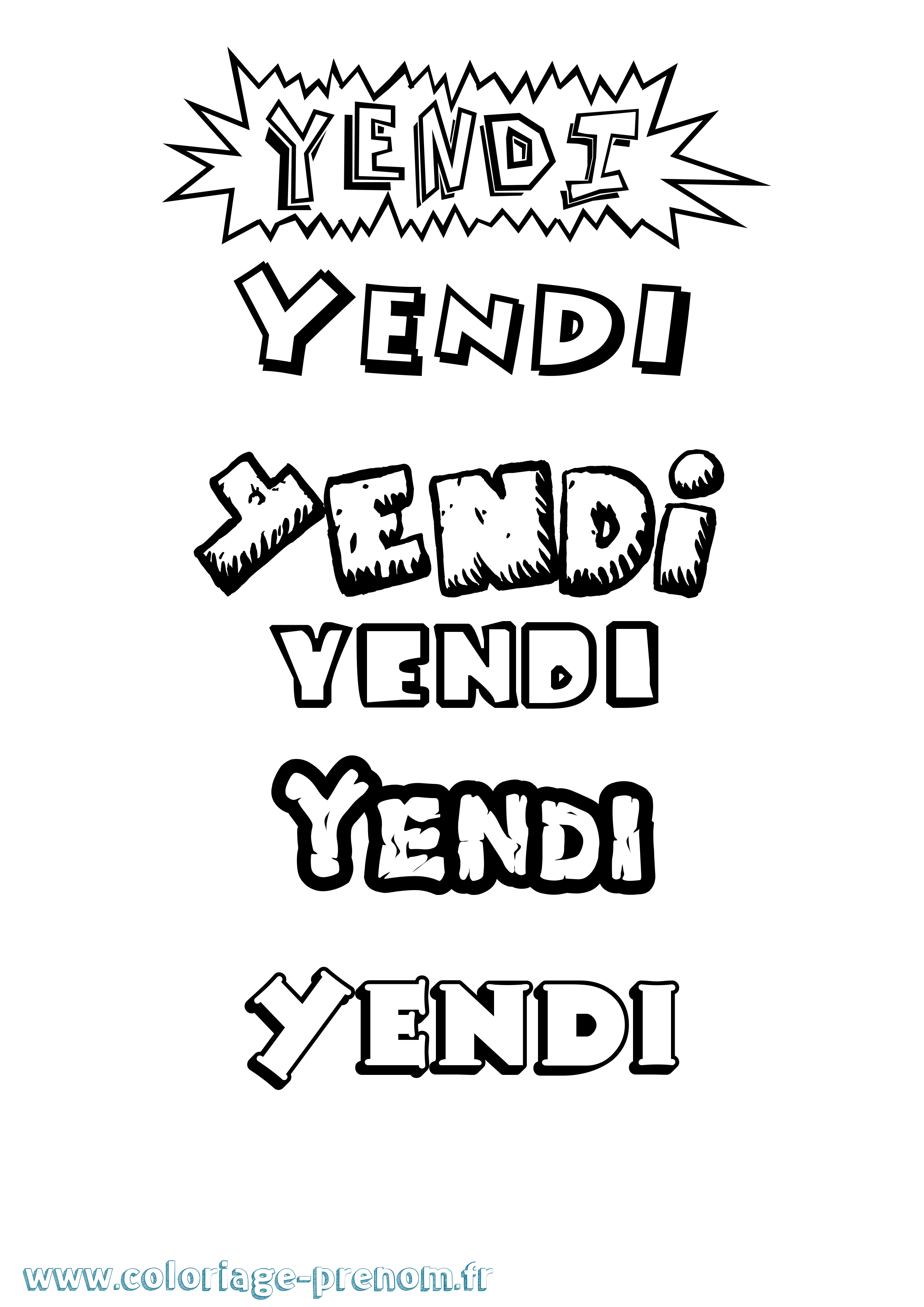 Coloriage Yendi Dessin Animé Coloriage prénom Yendi Dessin Animé