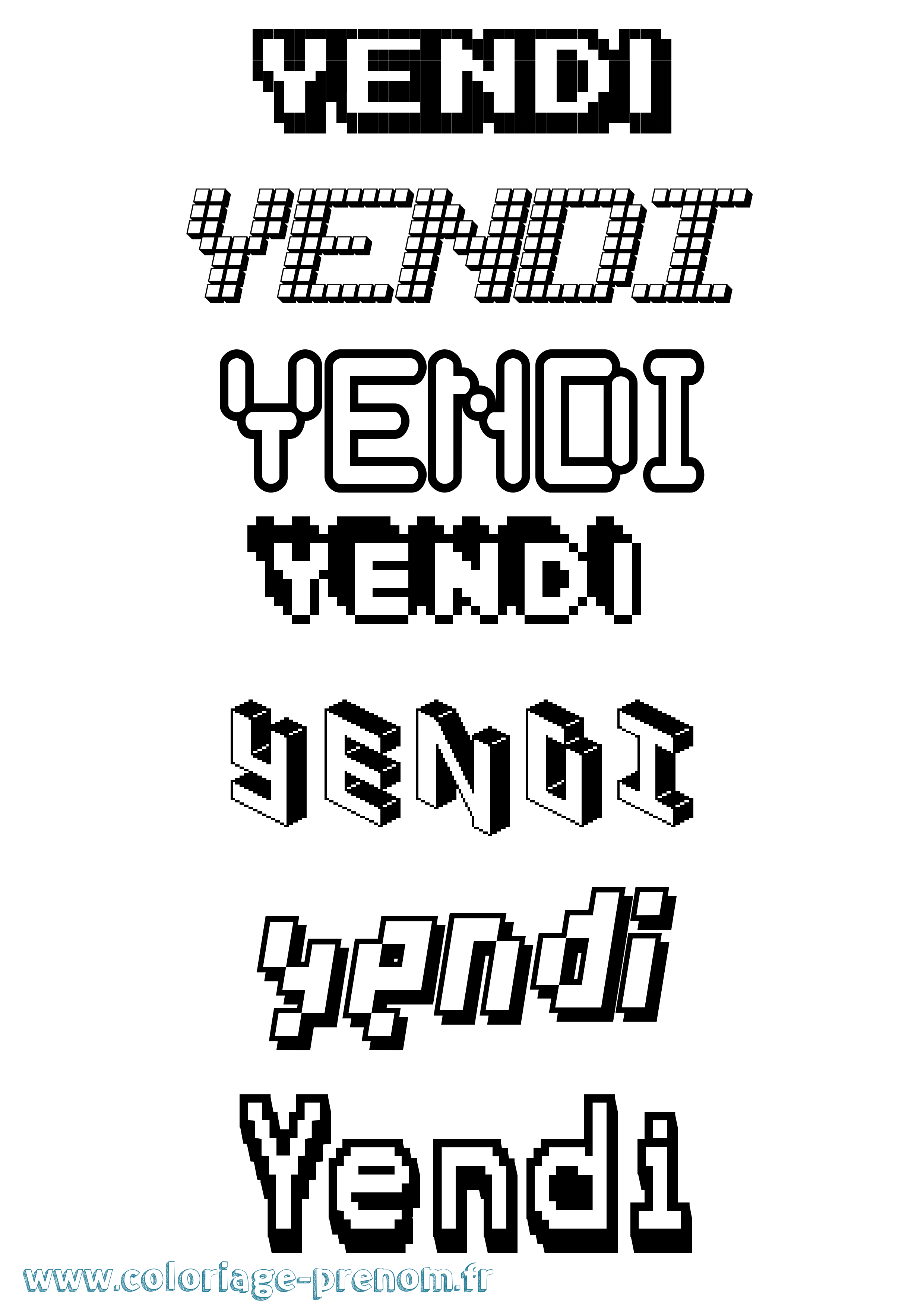 Coloriage Yendi Pixel Coloriage prénom Yendi Pixel