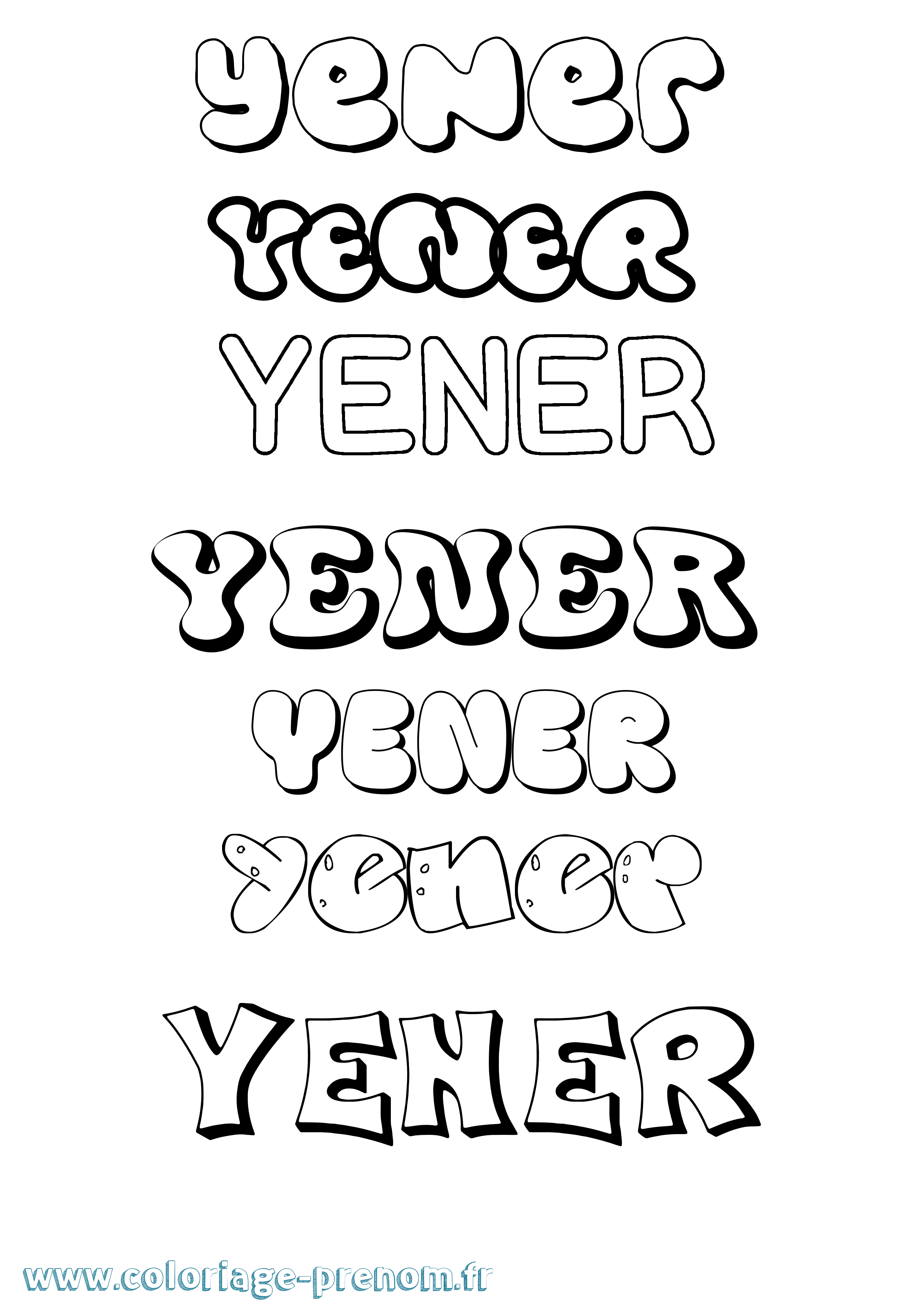 Coloriage Yener Bubble Coloriage prénom Yener Bubble