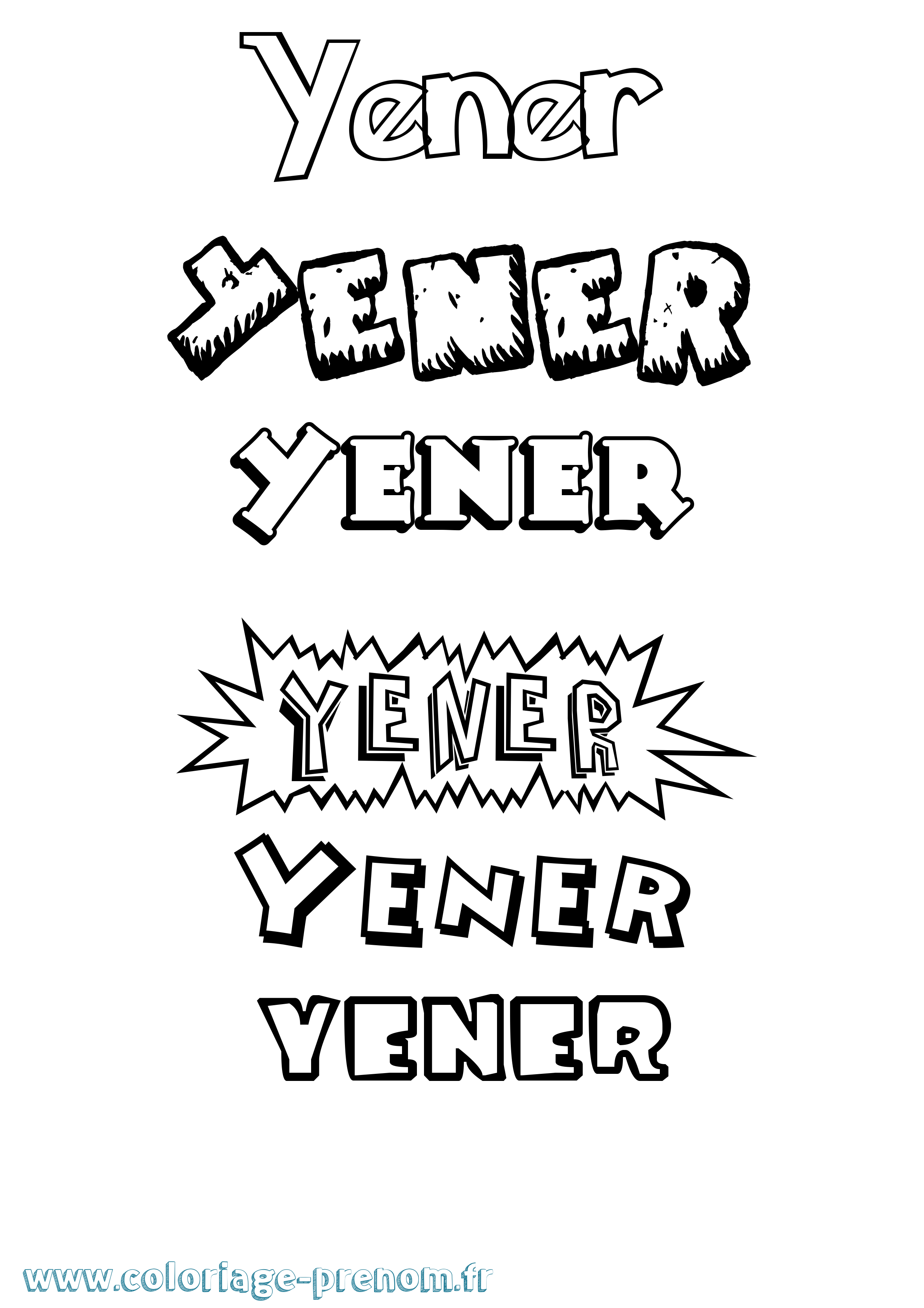 Coloriage Yener Dessin Animé Coloriage prénom Yener Dessin Animé