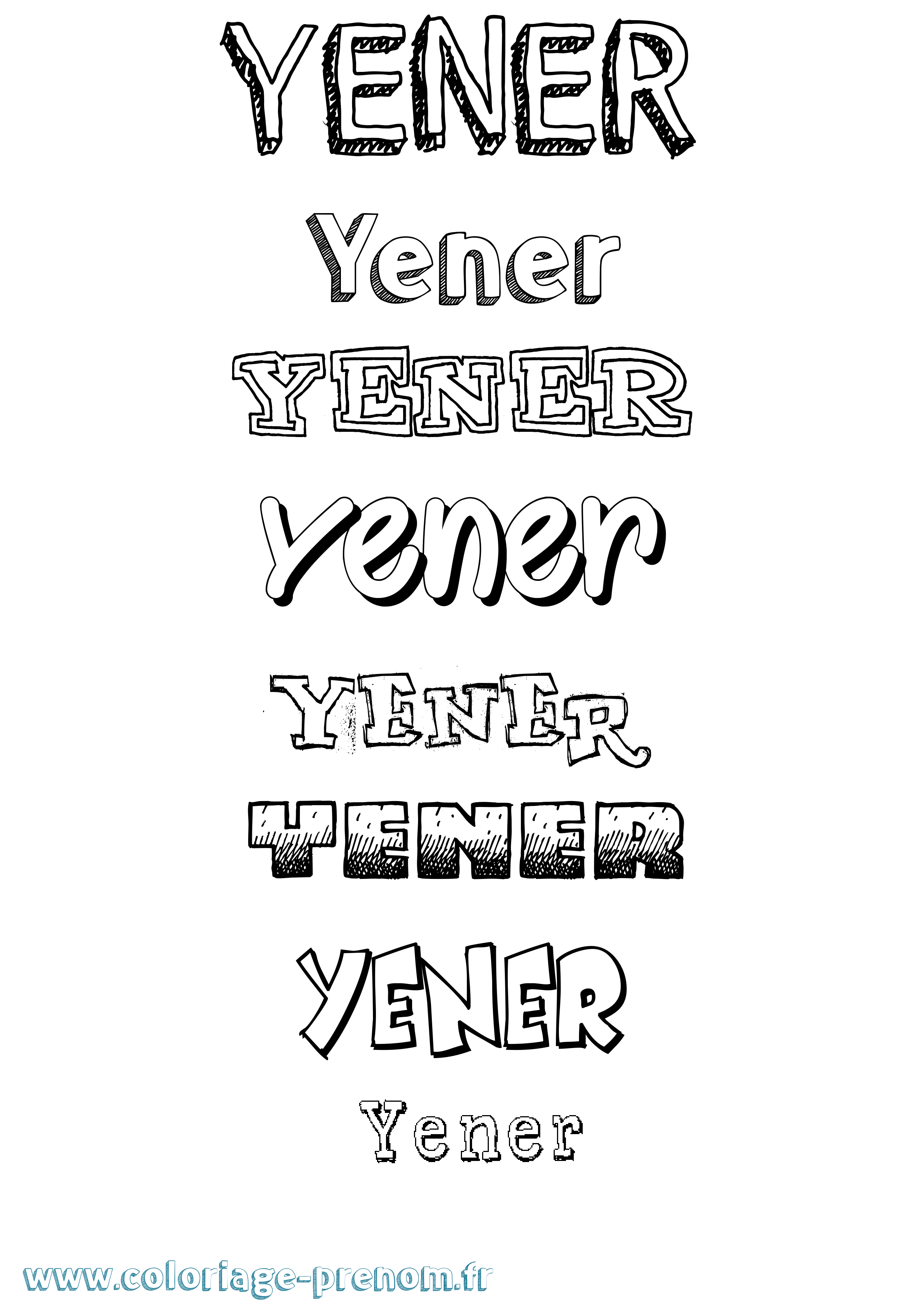 Coloriage Yener Dessiné Coloriage prénom Yener Dessiné