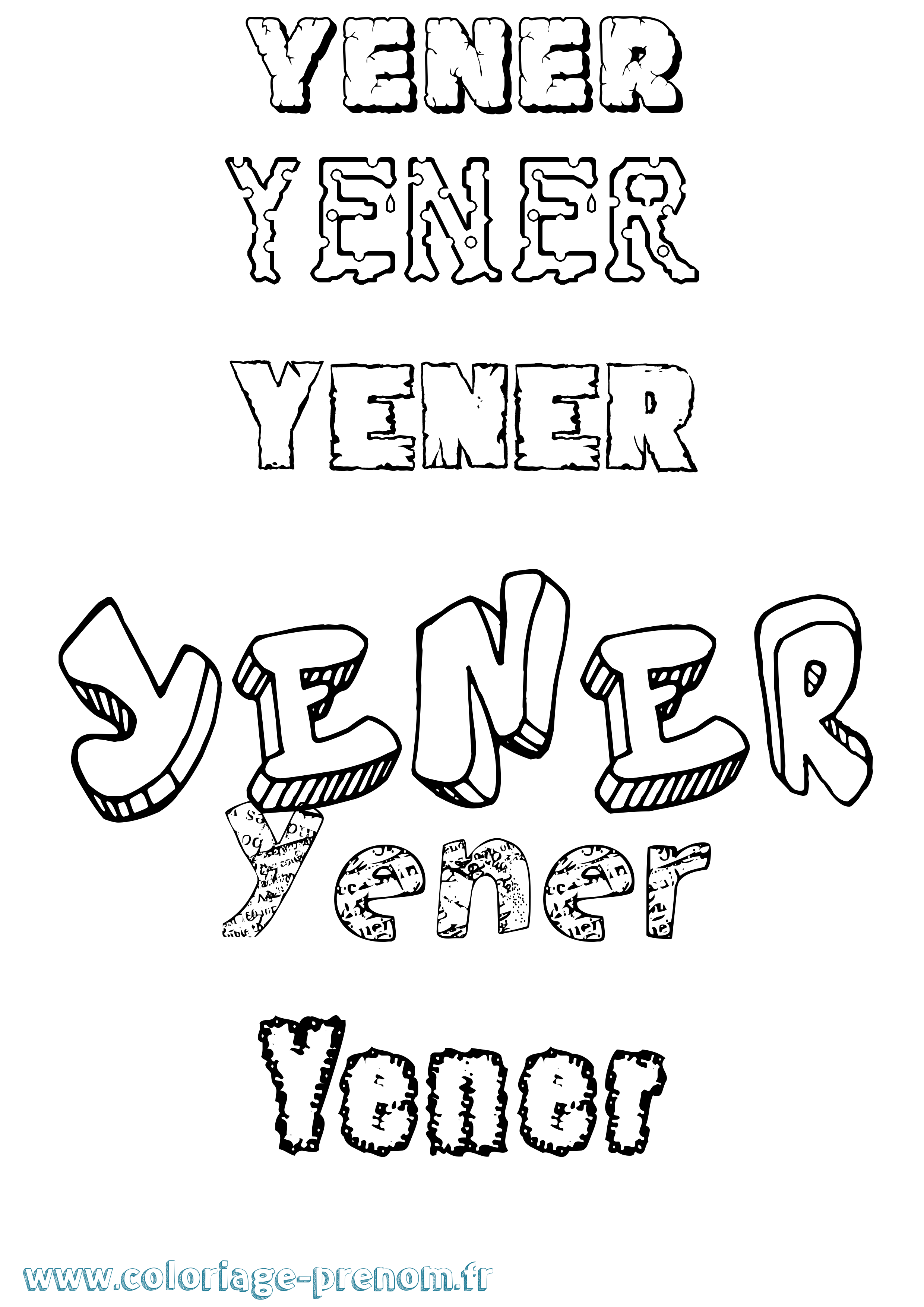 Coloriage Yener Destructuré Coloriage prénom Yener Destructuré