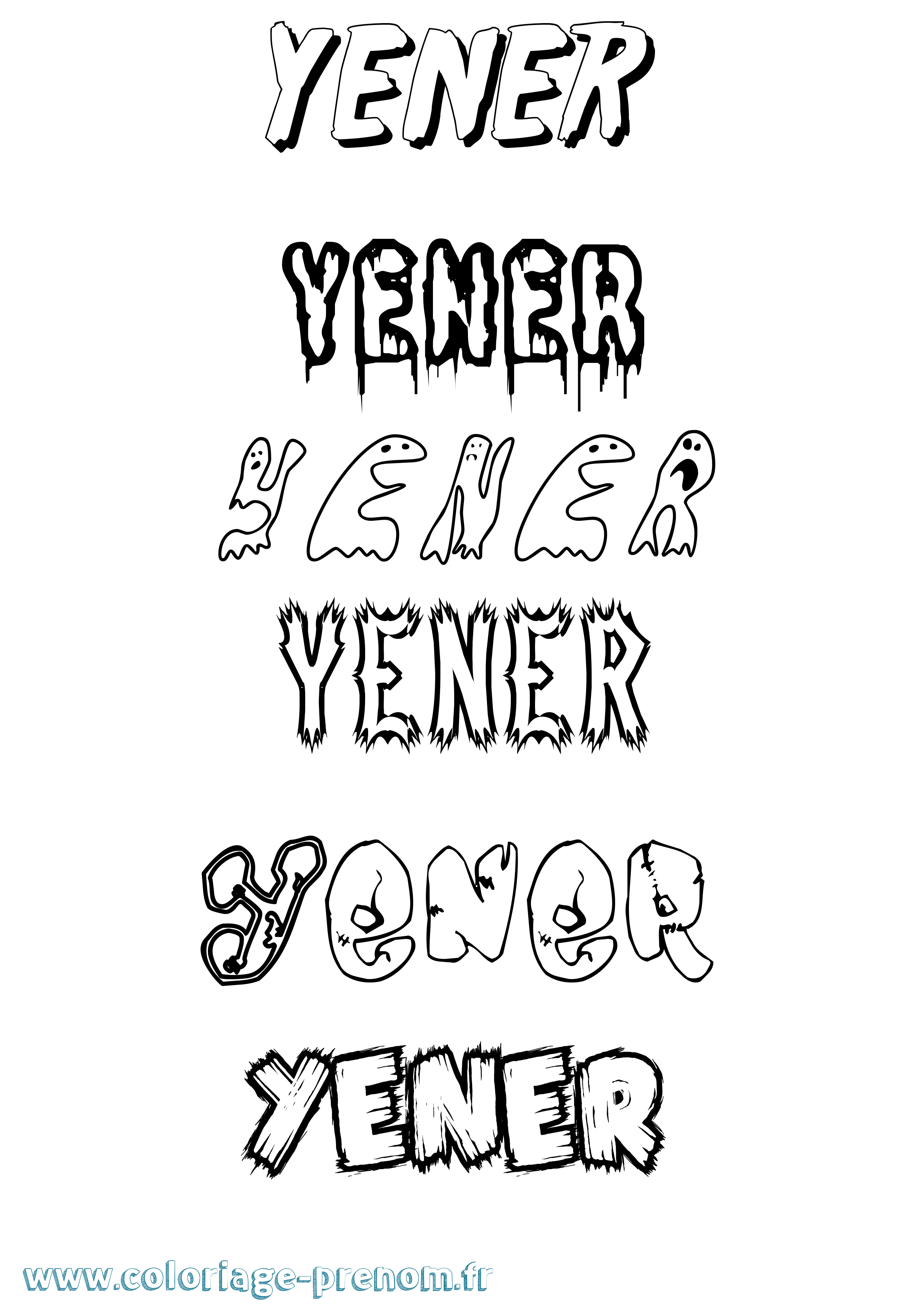 Coloriage Yener Frisson Coloriage prénom Yener Frisson