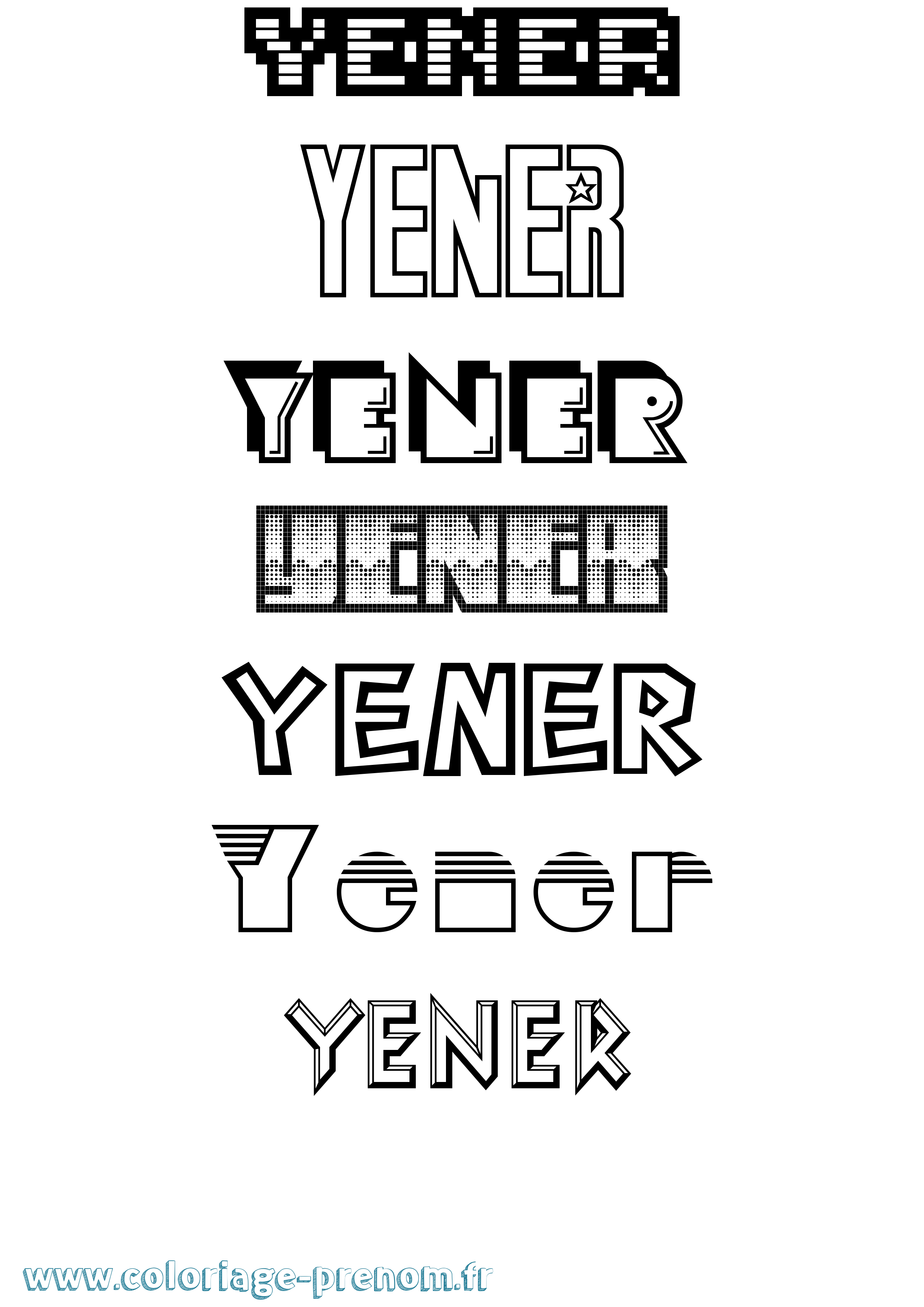 Coloriage Yener Jeux Vidéos Coloriage prénom Yener Jeux Vidéos