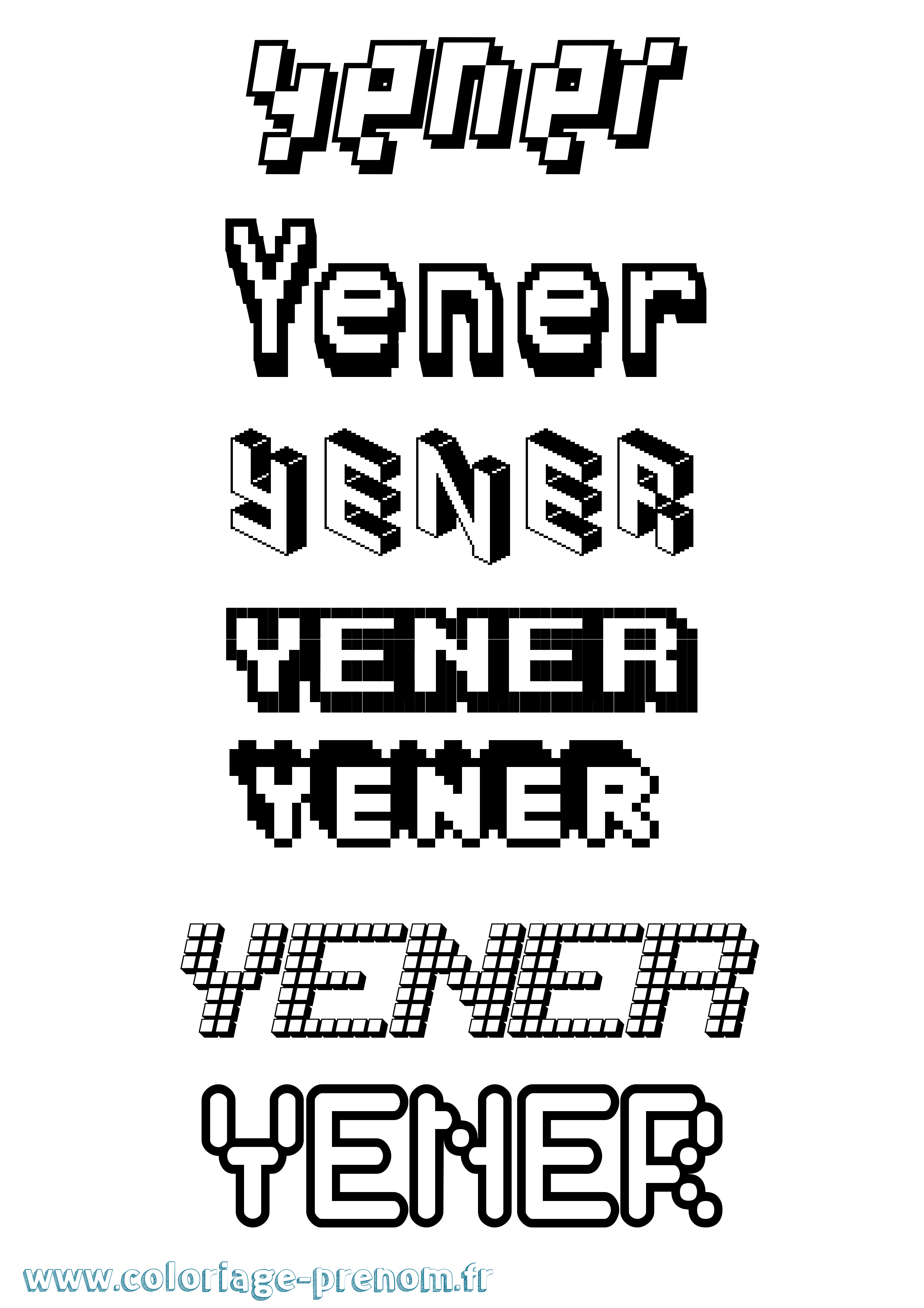 Coloriage Yener Pixel Coloriage prénom Yener Pixel