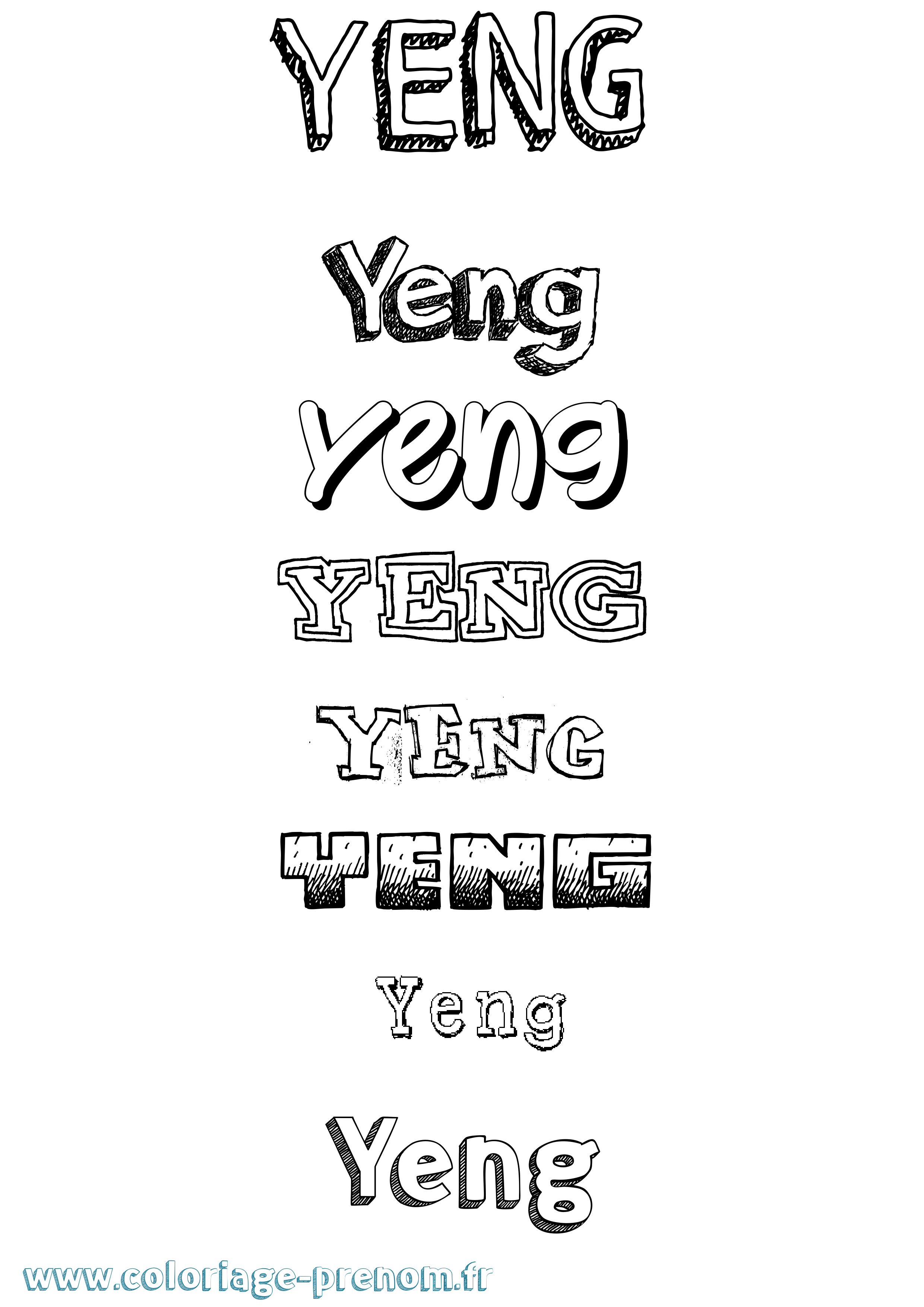 Coloriage Yeng Dessiné Coloriage prénom Yeng Dessiné
