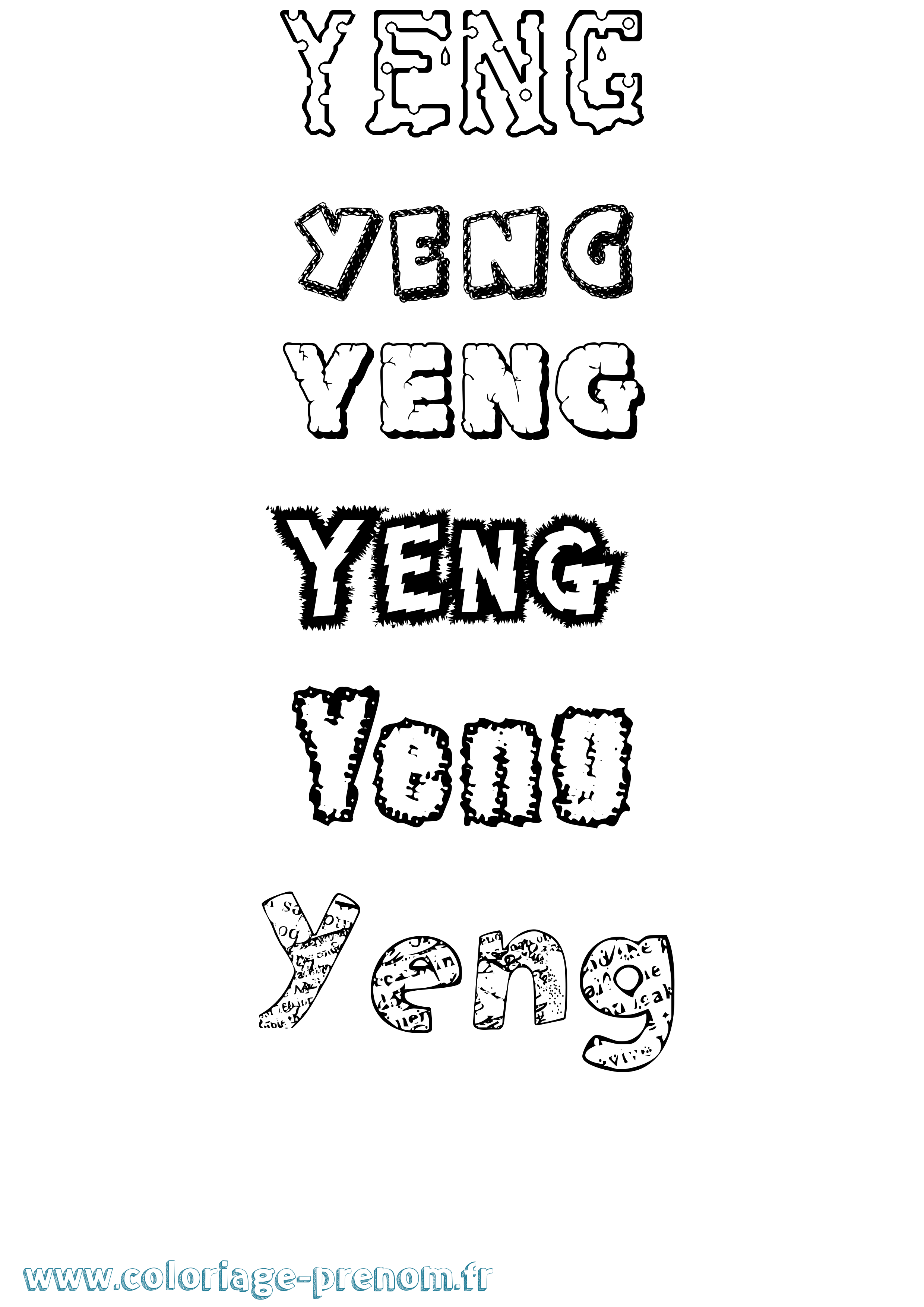 Coloriage Yeng Destructuré Coloriage prénom Yeng Destructuré