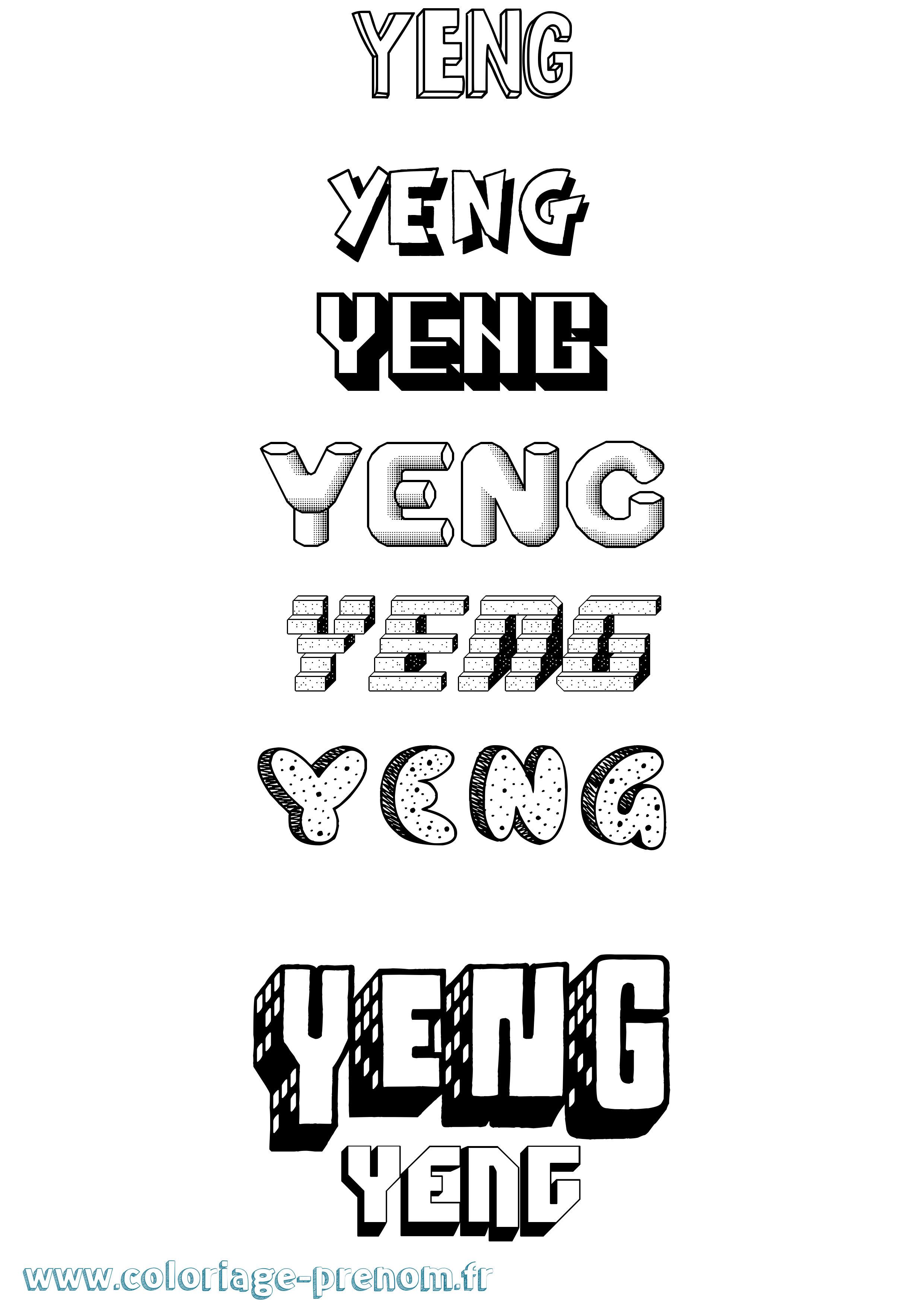Coloriage Yeng Effet 3D Coloriage prénom Yeng Effet 3D