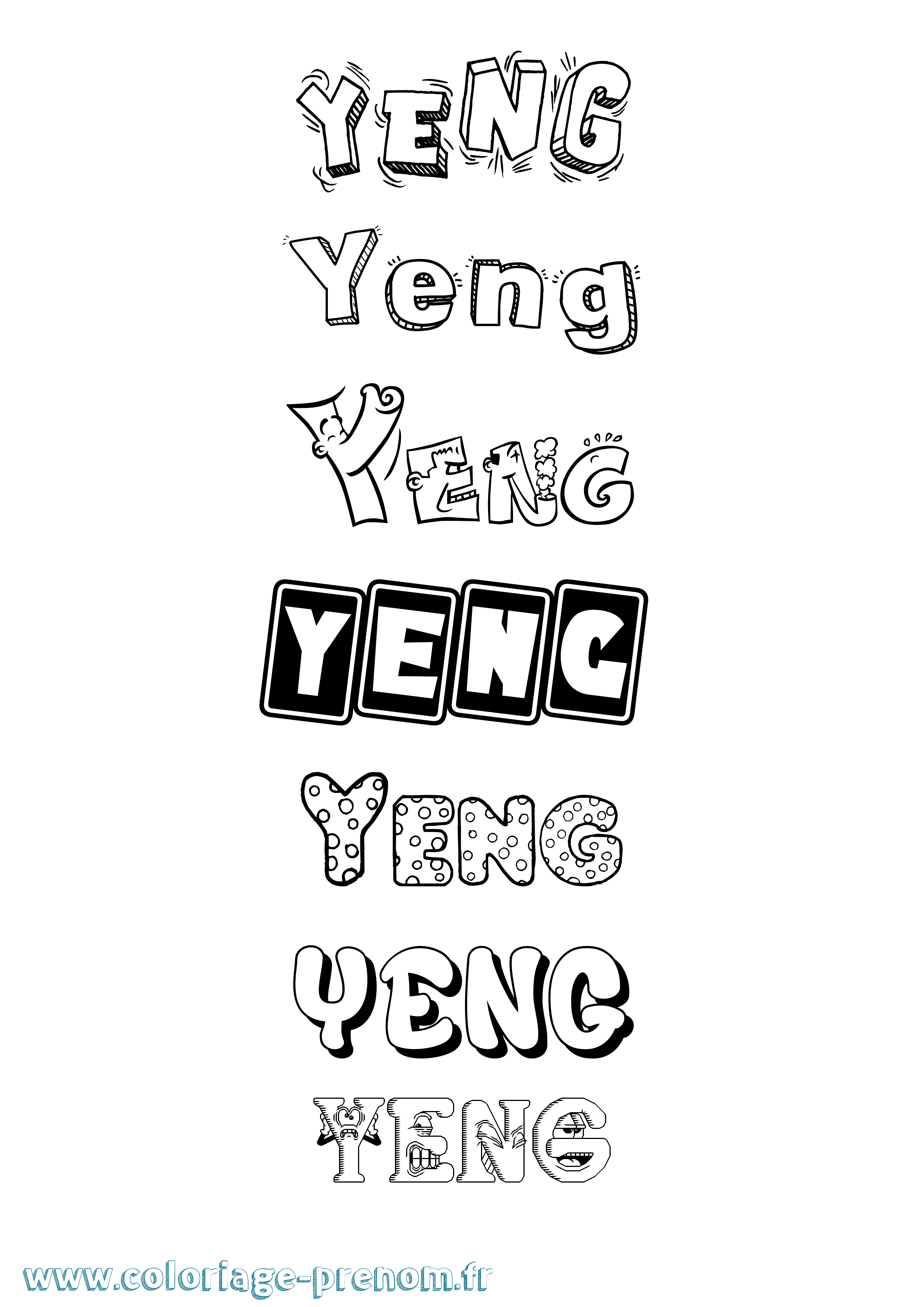 Coloriage Yeng Fun Coloriage prénom Yeng Fun
