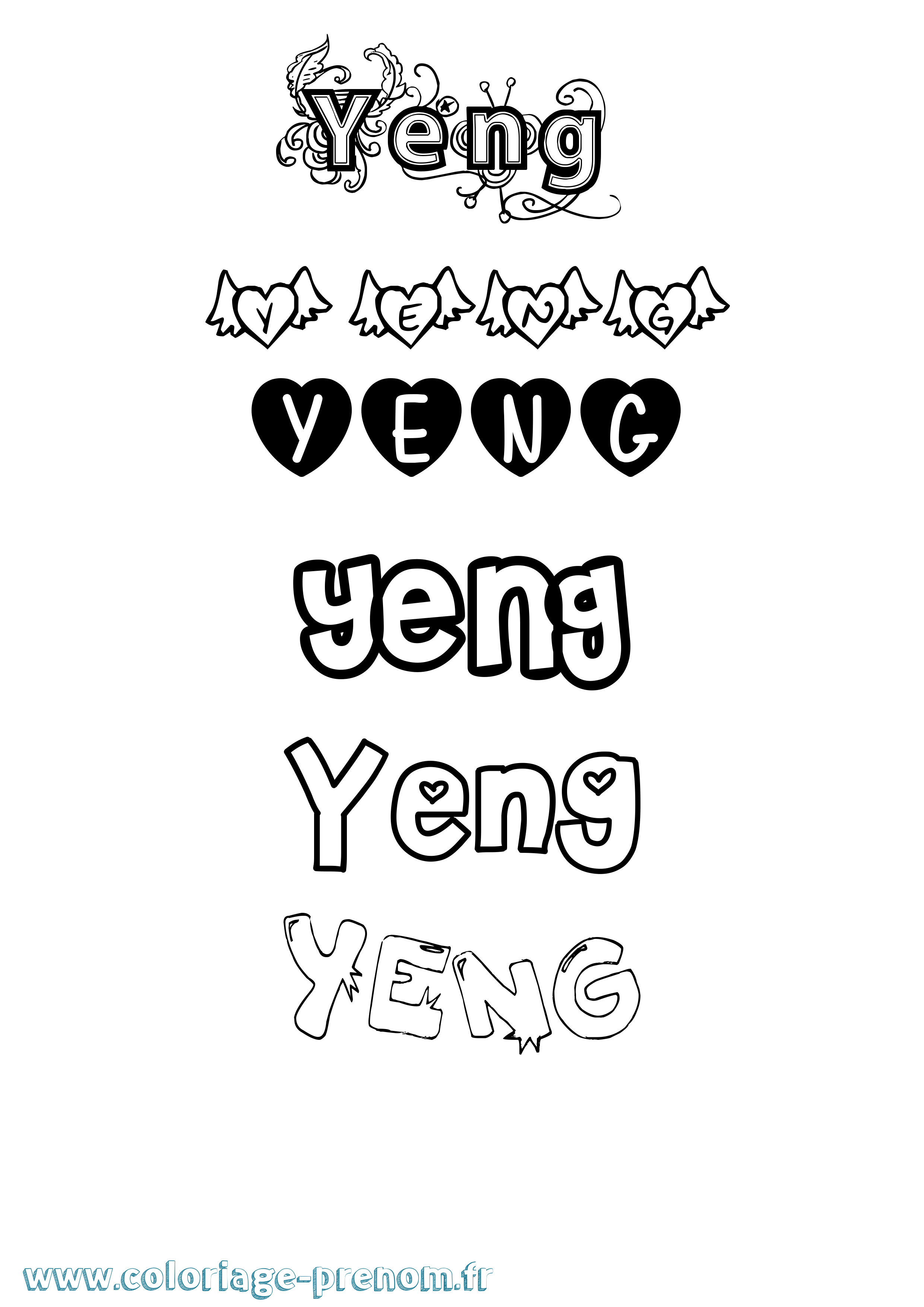 Coloriage Yeng Girly Coloriage prénom Yeng Girly
