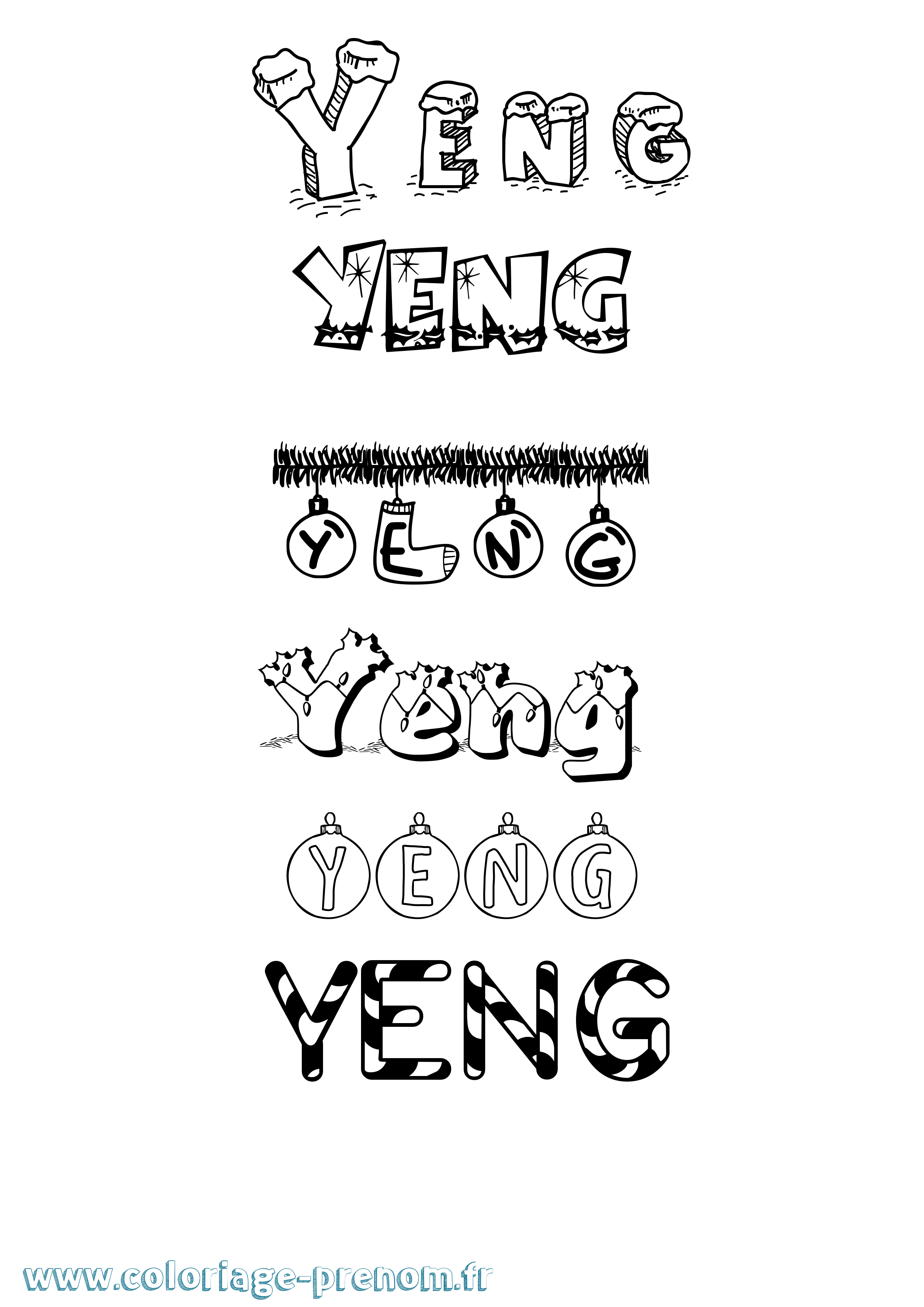 Coloriage Yeng Noël Coloriage prénom Yeng Noël