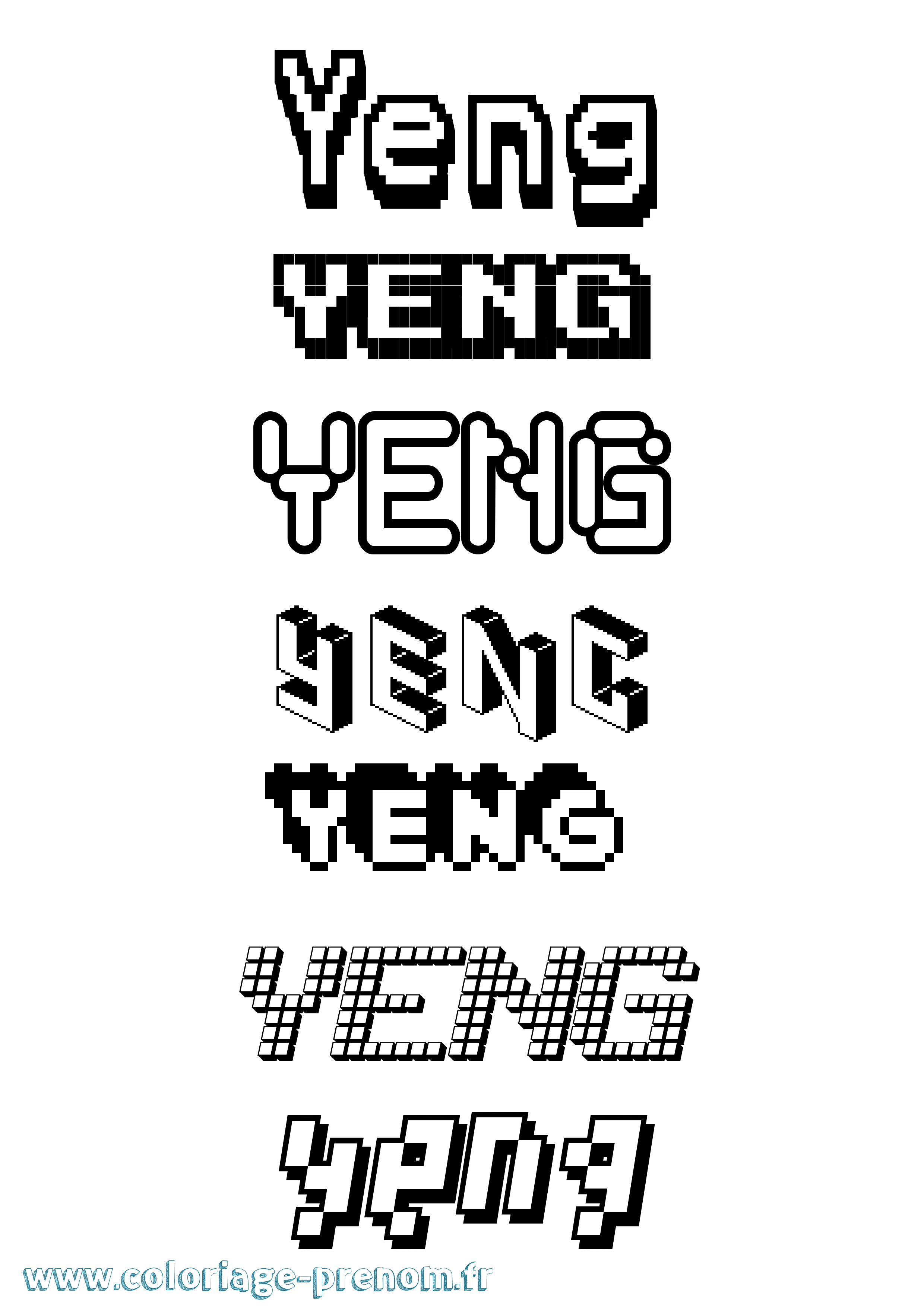 Coloriage Yeng Pixel Coloriage prénom Yeng Pixel