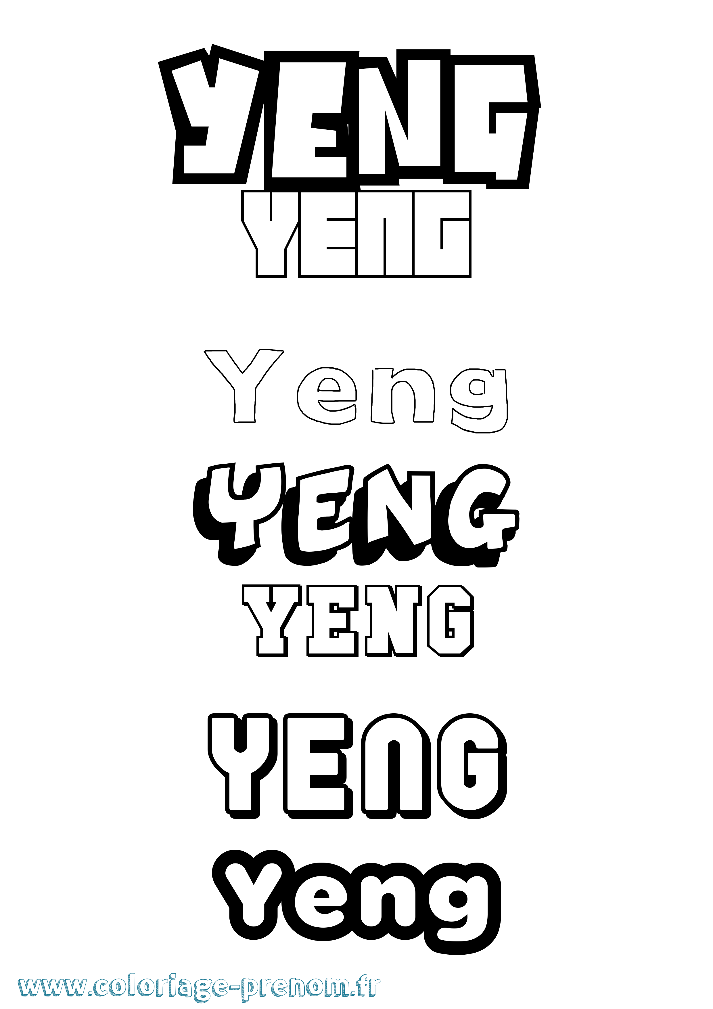 Coloriage Yeng Simple Coloriage prénom Yeng Simple