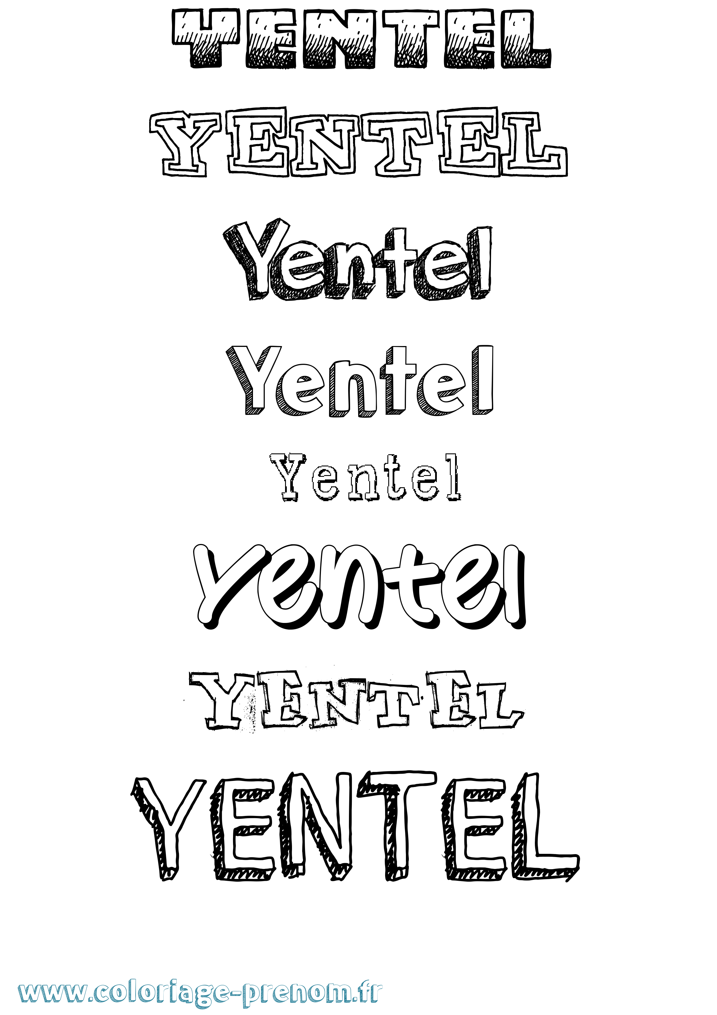 Coloriage Yentel Dessiné Coloriage prénom Yentel Dessiné