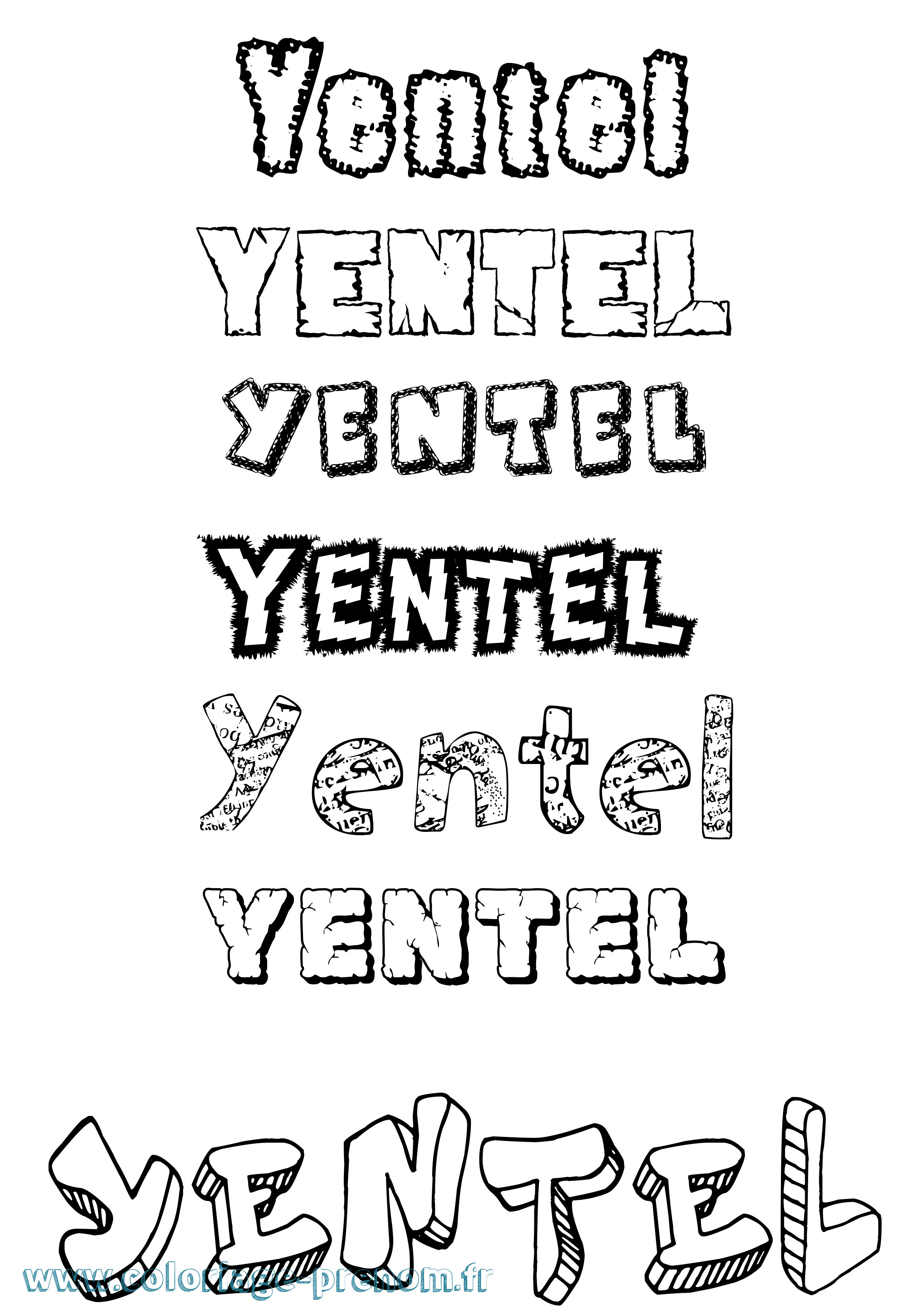 Coloriage Yentel Destructuré Coloriage prénom Yentel Destructuré