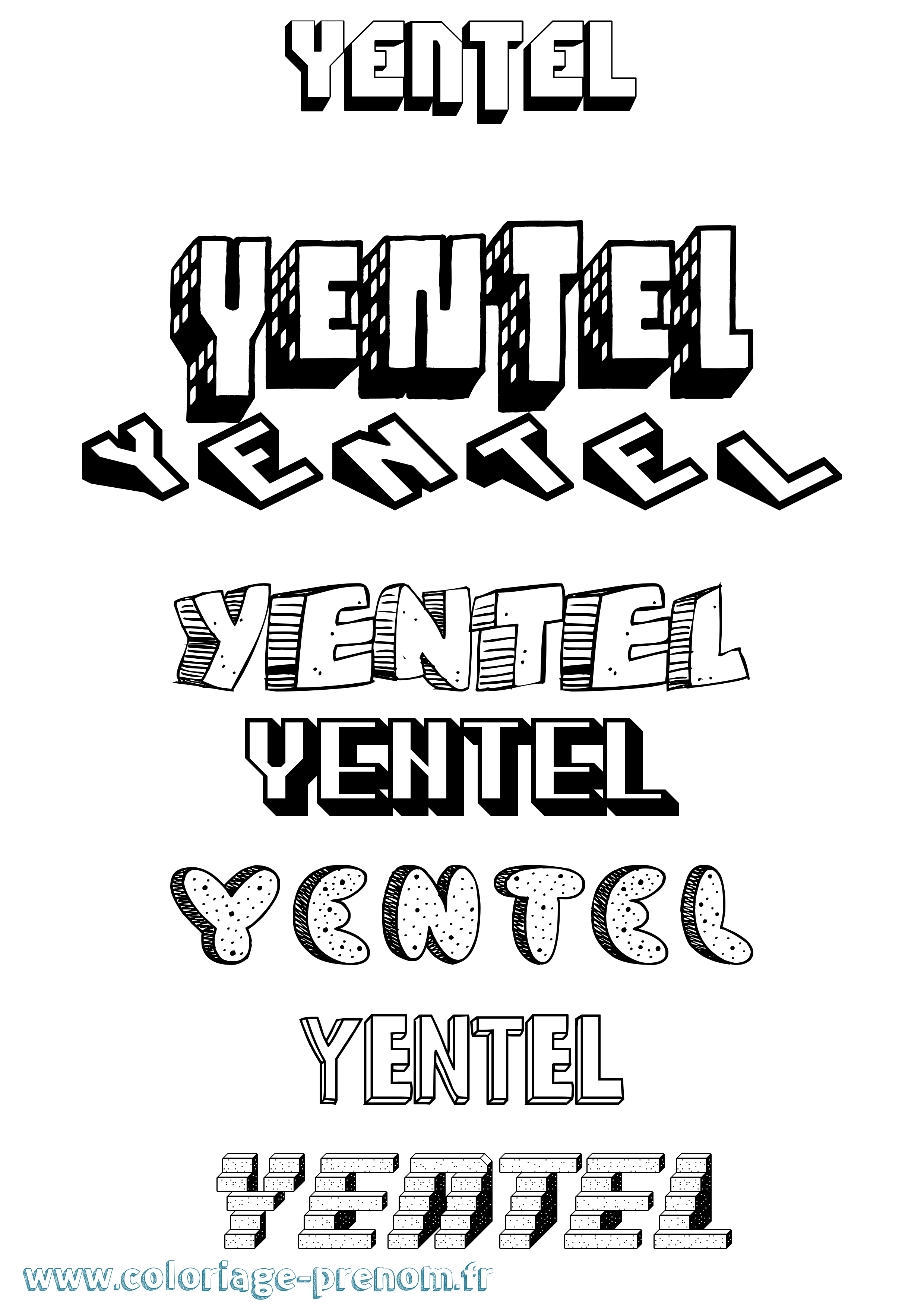 Coloriage Yentel Effet 3D Coloriage prénom Yentel Effet 3D