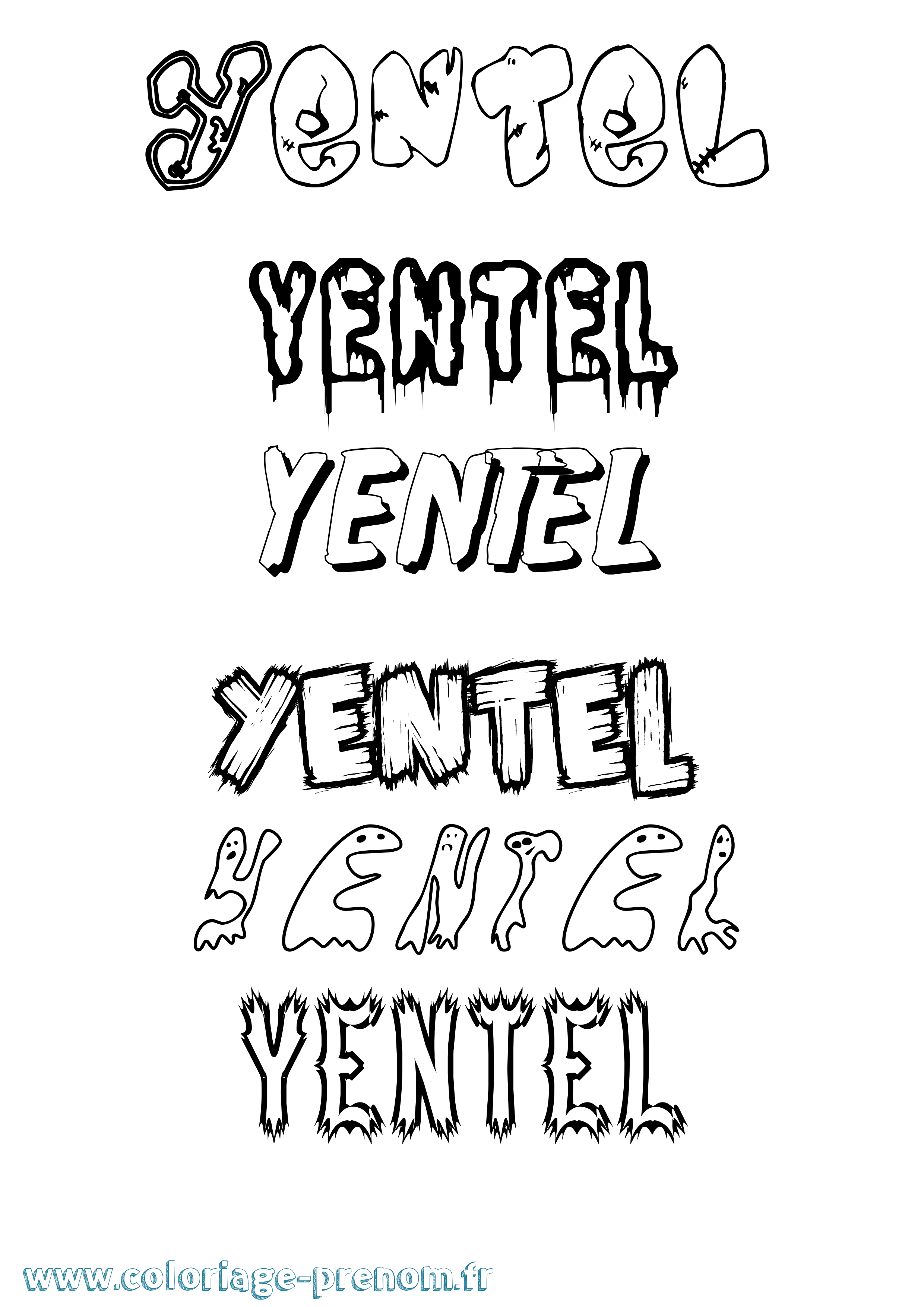 Coloriage Yentel Frisson Coloriage prénom Yentel Frisson