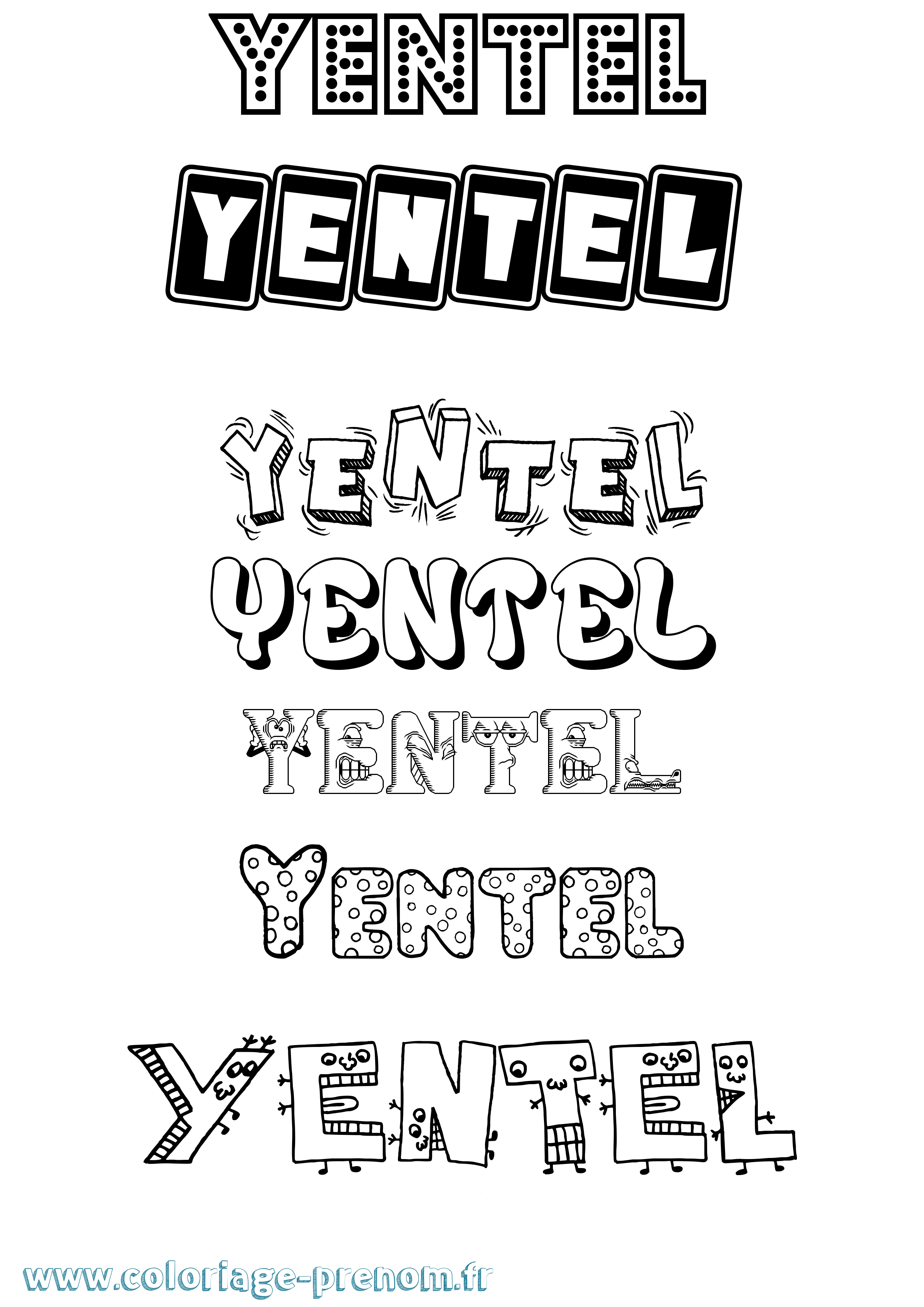 Coloriage Yentel Fun Coloriage prénom Yentel Fun