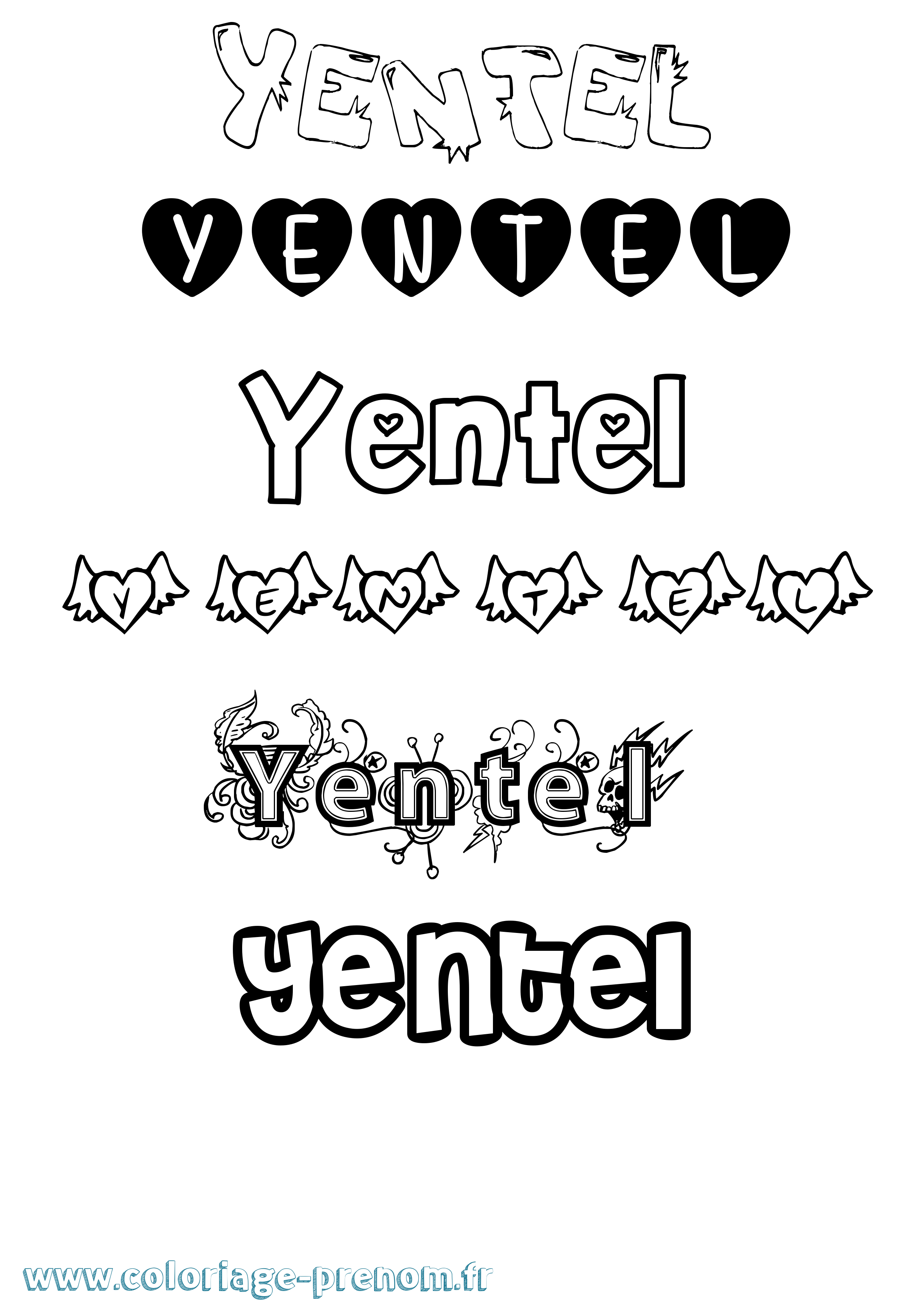 Coloriage Yentel Girly Coloriage prénom Yentel Girly