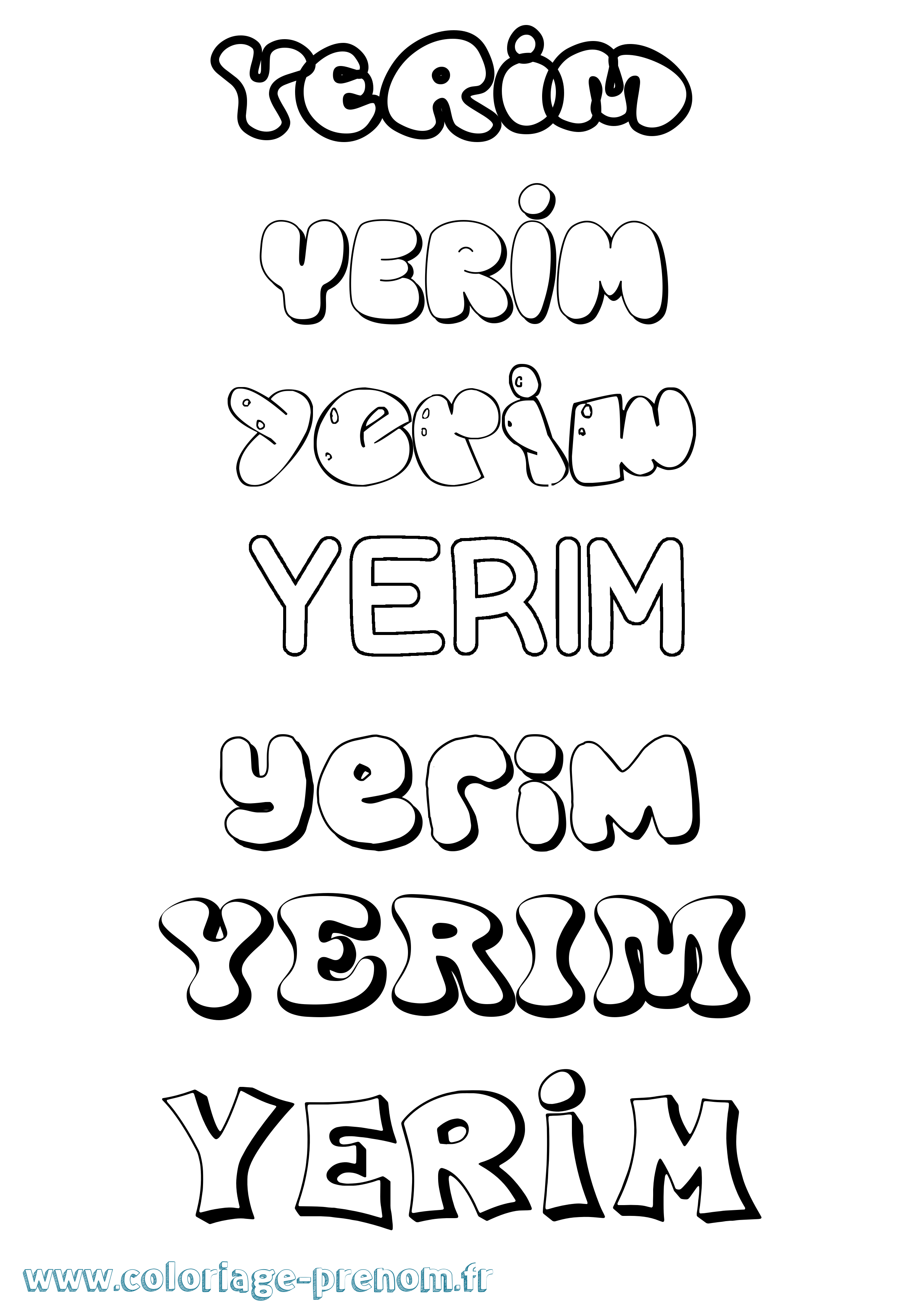 Coloriage Yerim Bubble Coloriage prénom Yerim Bubble