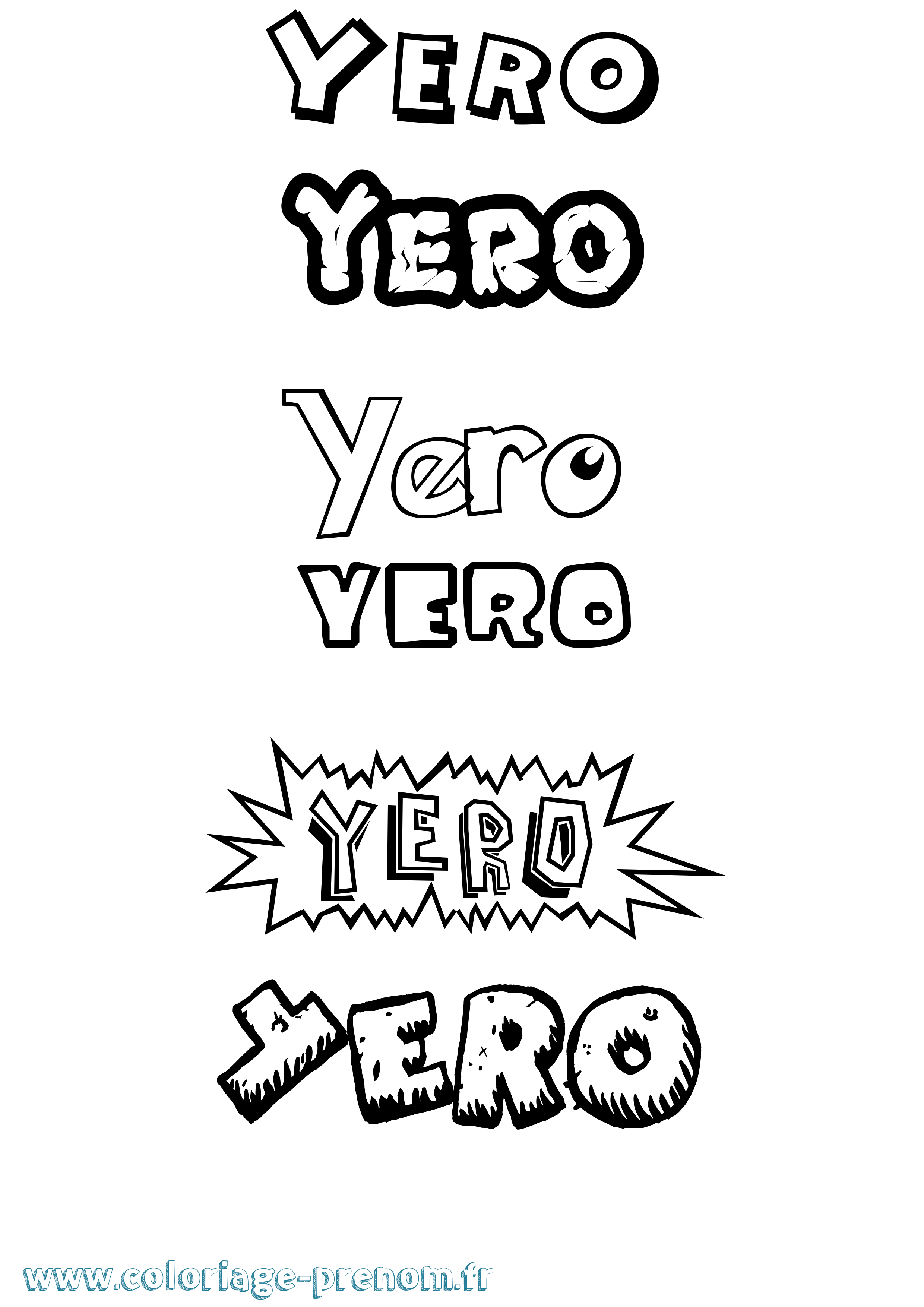 Coloriage Yero Dessin Animé Coloriage prénom Yero Dessin Animé