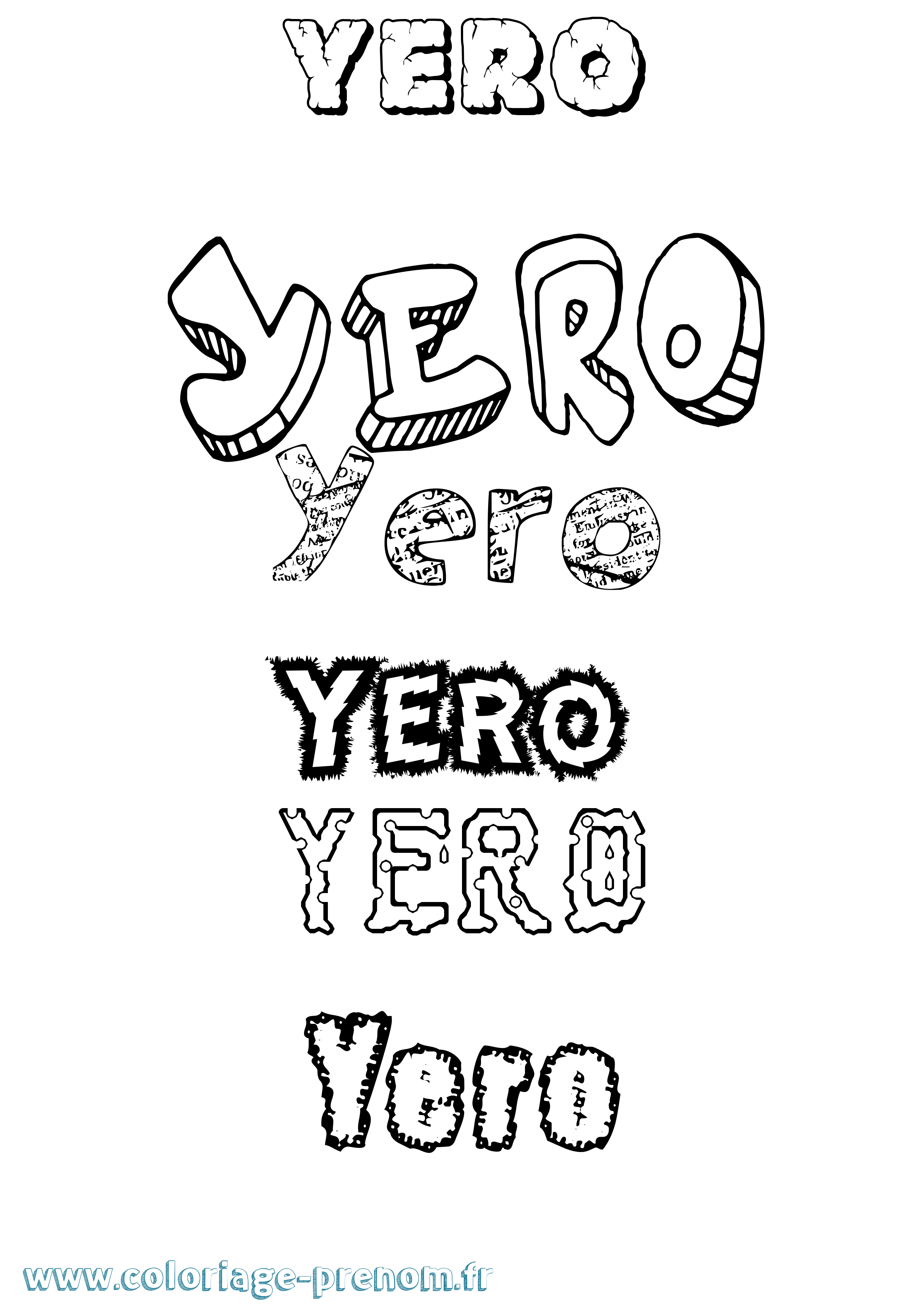 Coloriage Yero Destructuré Coloriage prénom Yero Destructuré