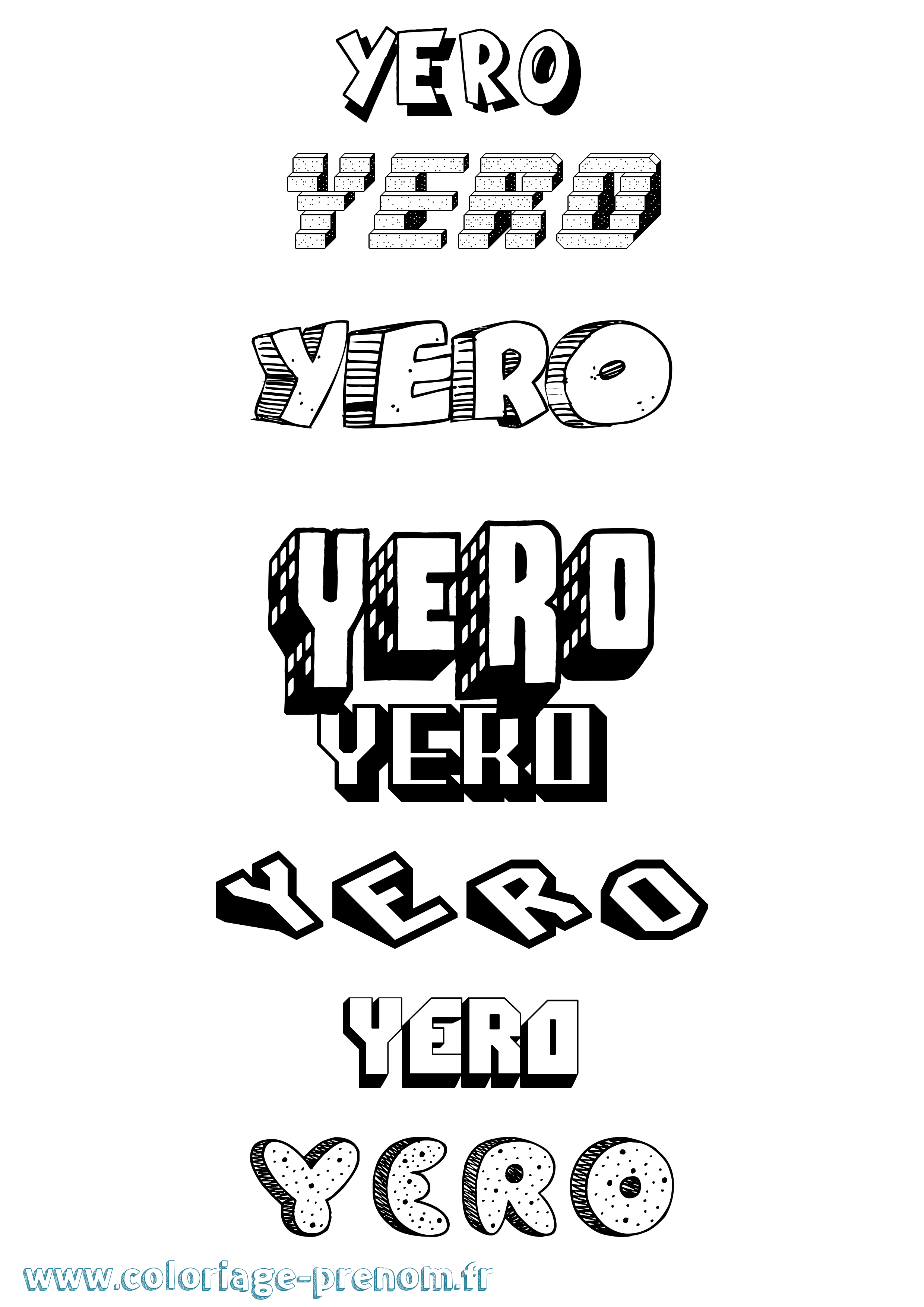 Coloriage Yero Effet 3D Coloriage prénom Yero Effet 3D