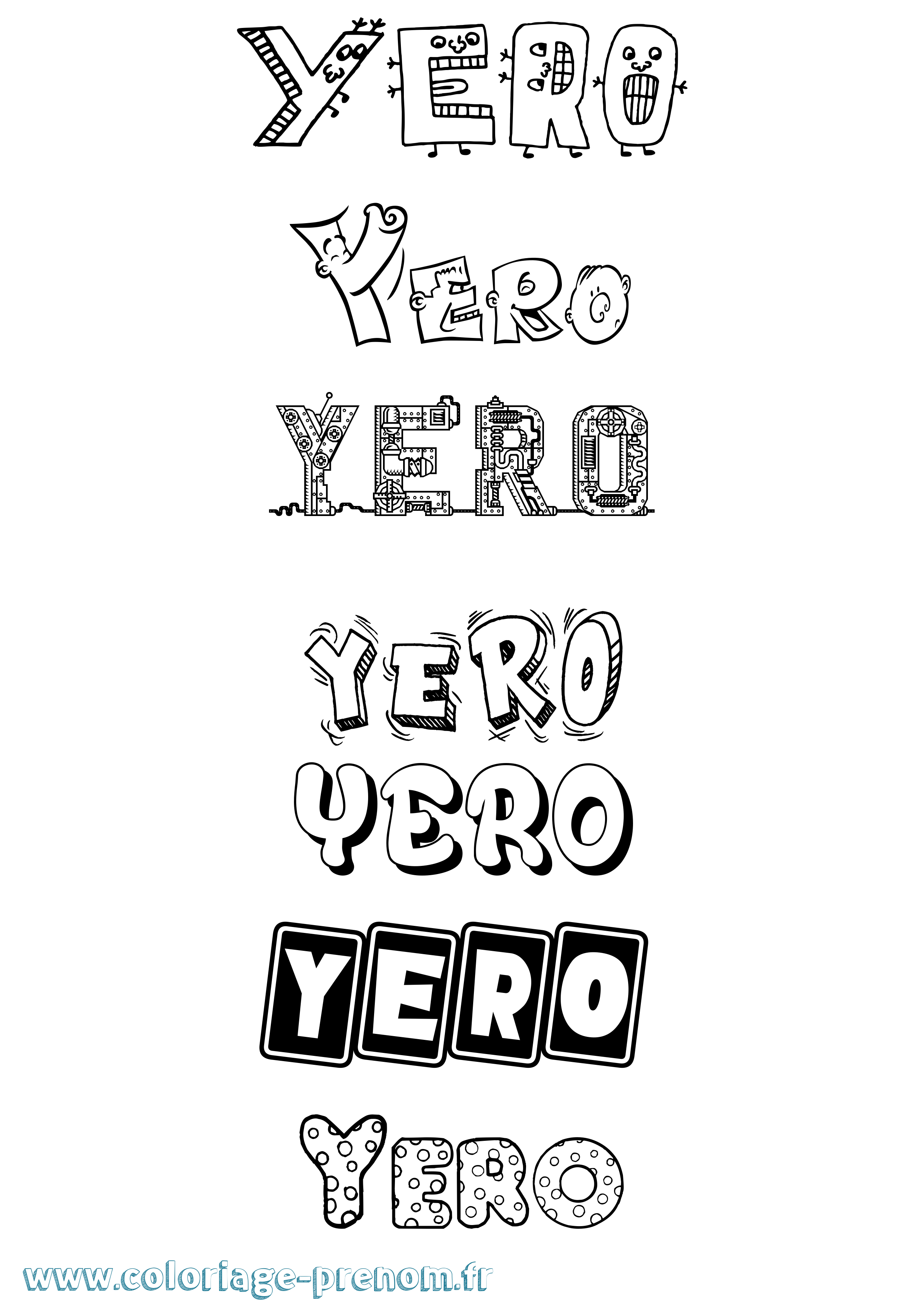Coloriage Yero Fun Coloriage prénom Yero Fun