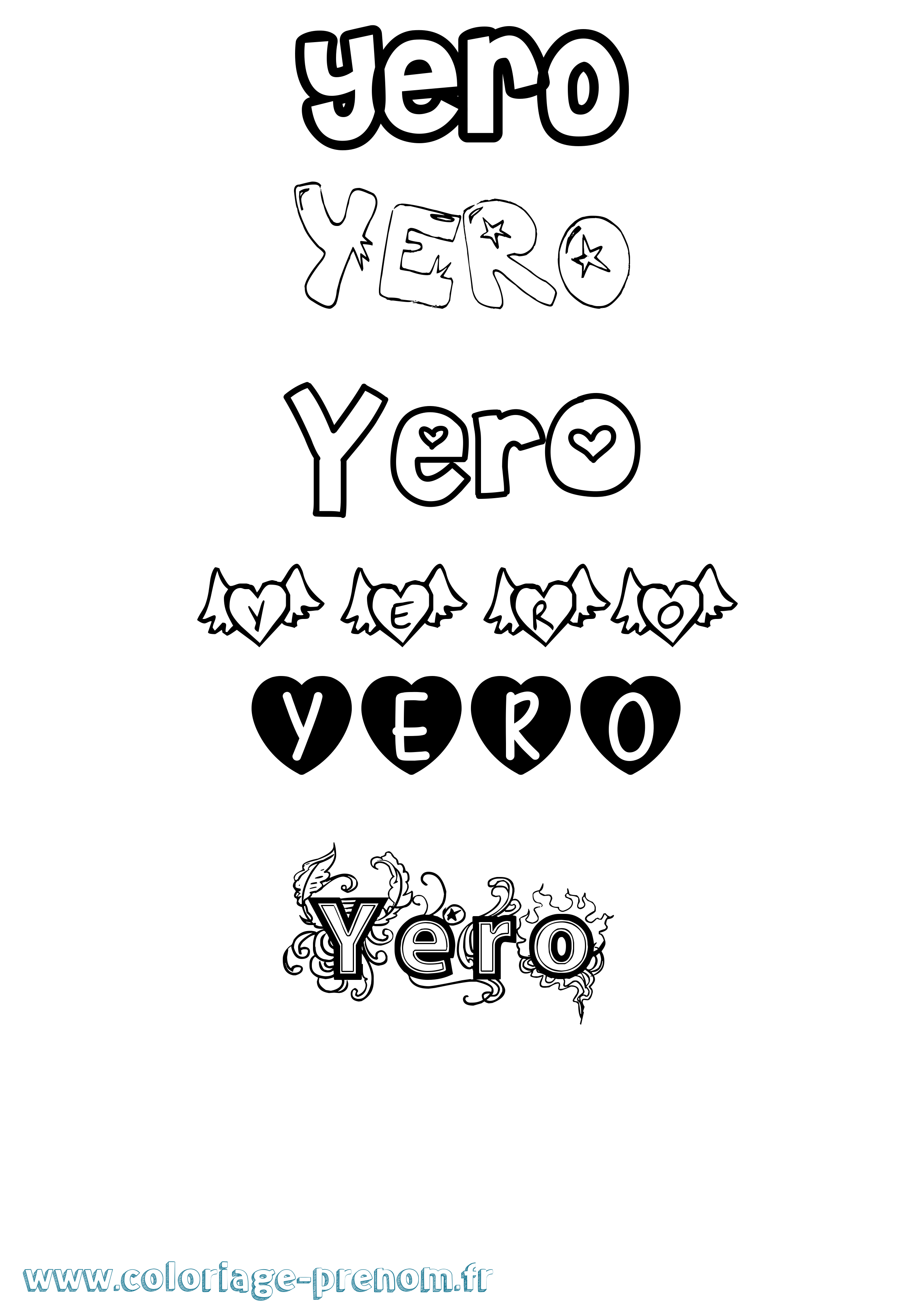 Coloriage Yero Girly Coloriage prénom Yero Girly