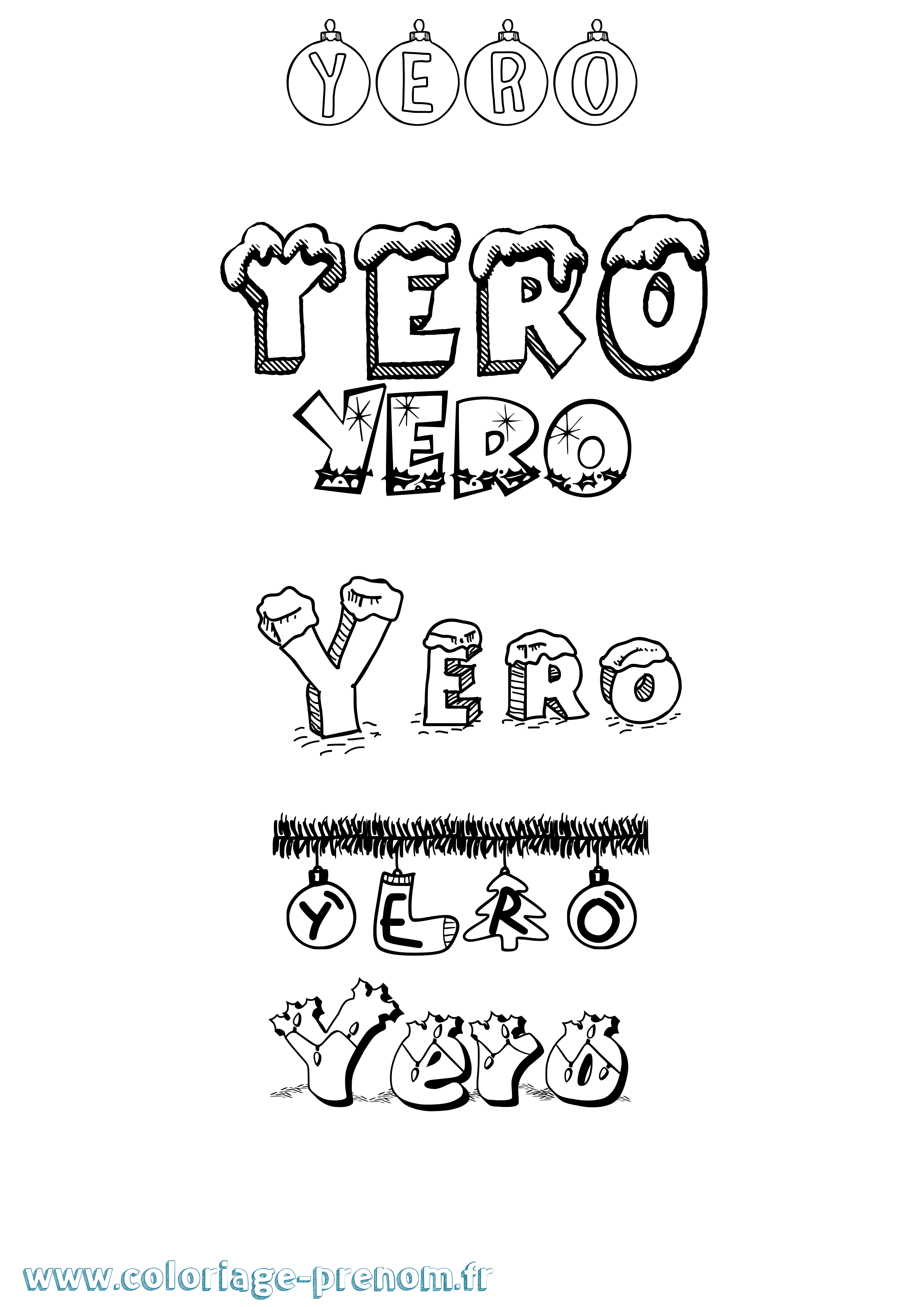 Coloriage Yero Noël Coloriage prénom Yero Noël