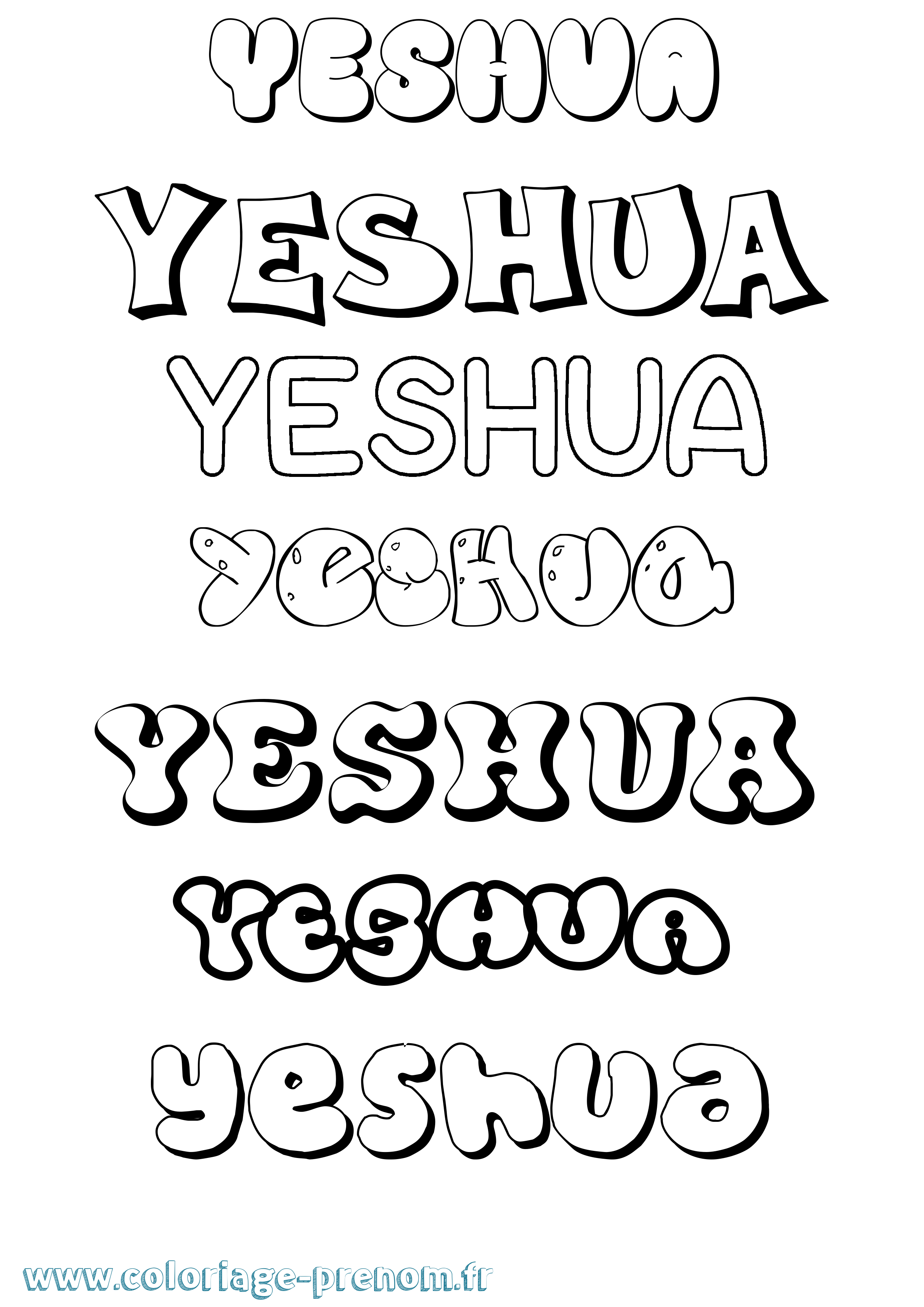 Coloriage Yeshua Bubble Coloriage prénom Yeshua Bubble