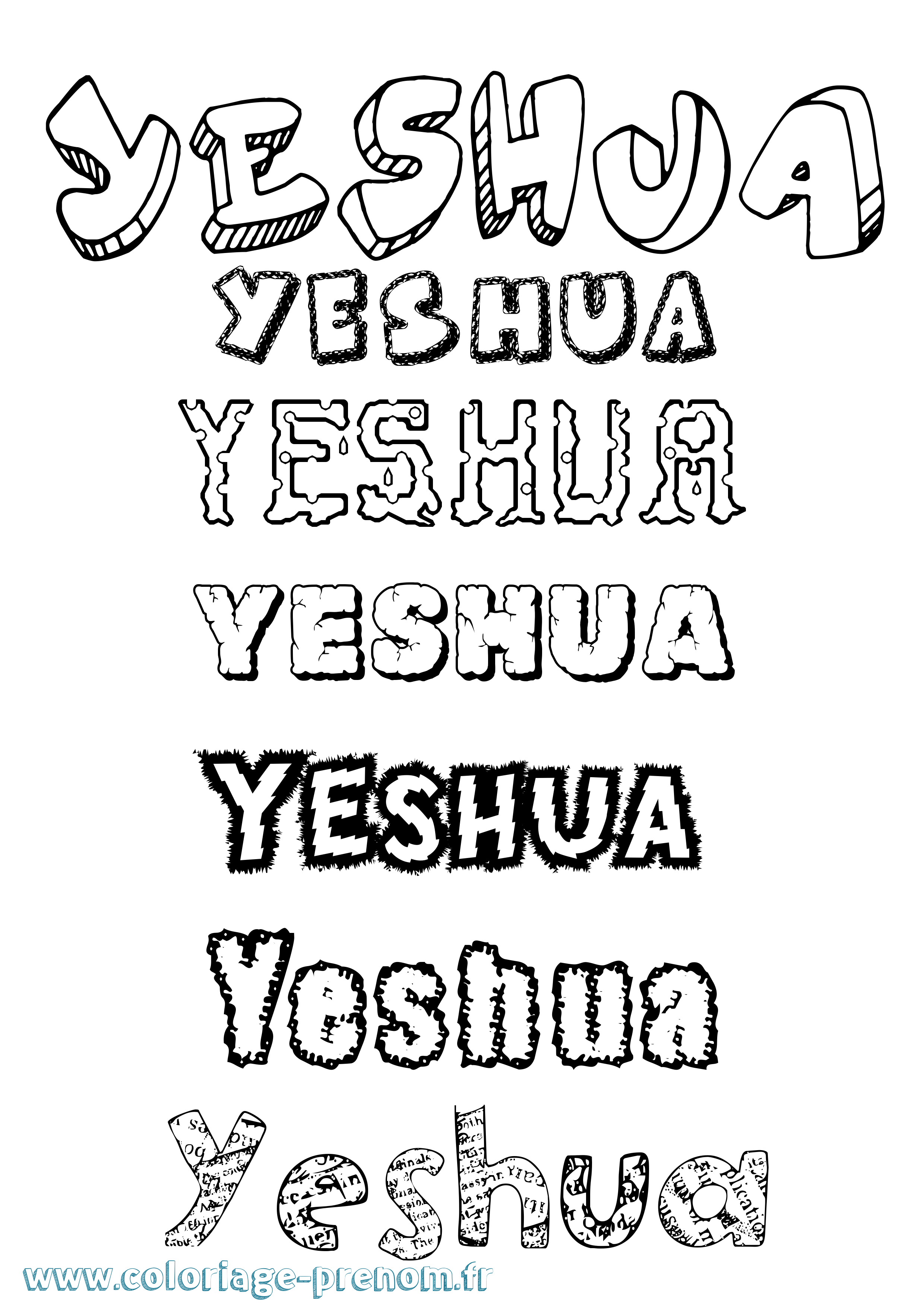 Coloriage Yeshua Destructuré Coloriage prénom Yeshua Destructuré