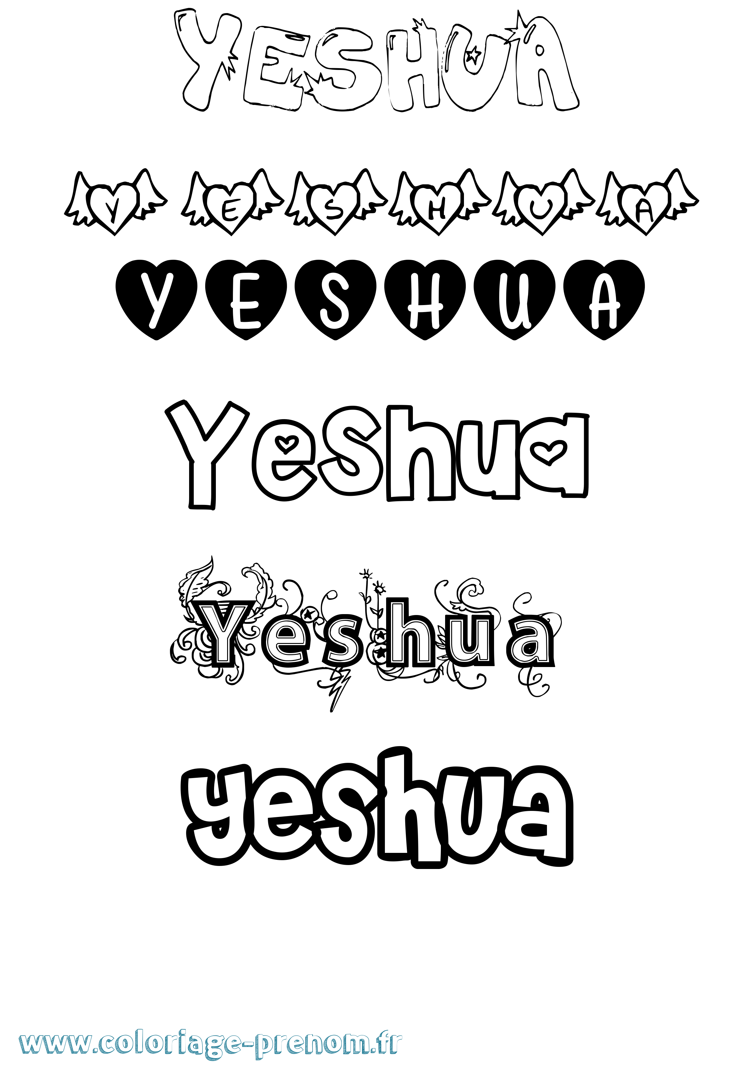 Coloriage Yeshua Girly Coloriage prénom Yeshua Girly