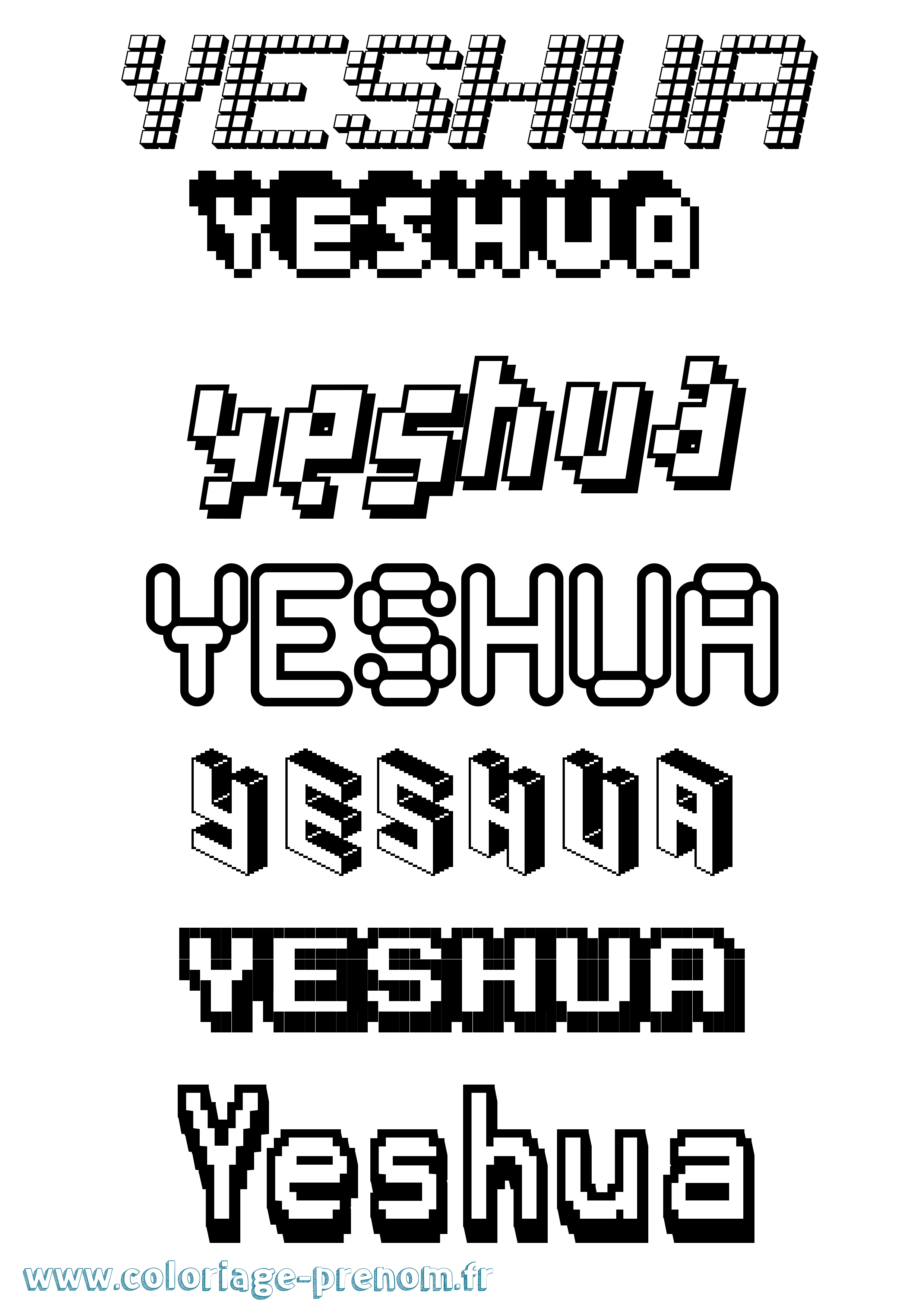 Coloriage Yeshua Pixel Coloriage prénom Yeshua Pixel
