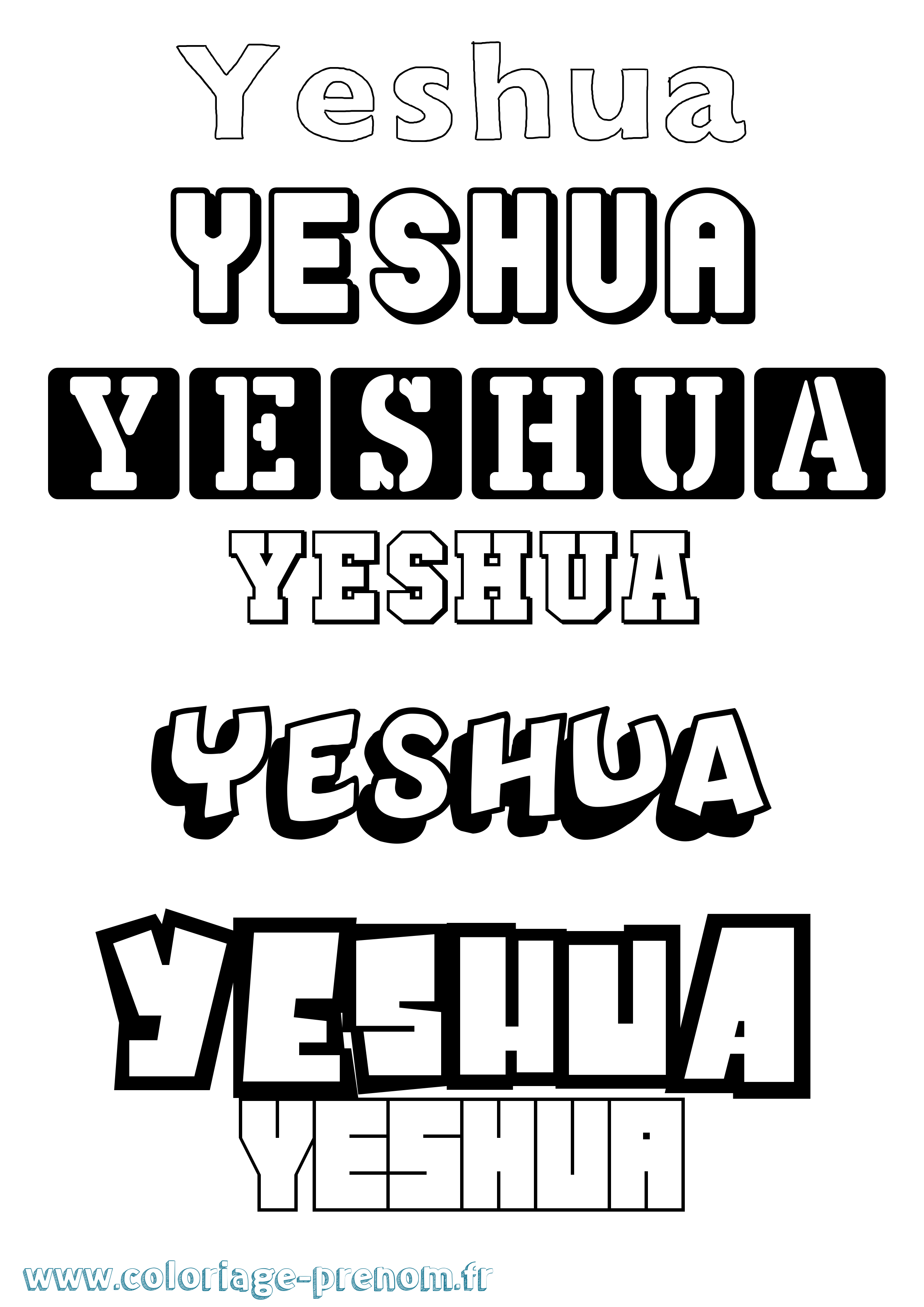 Coloriage Yeshua Simple Coloriage prénom Yeshua Simple